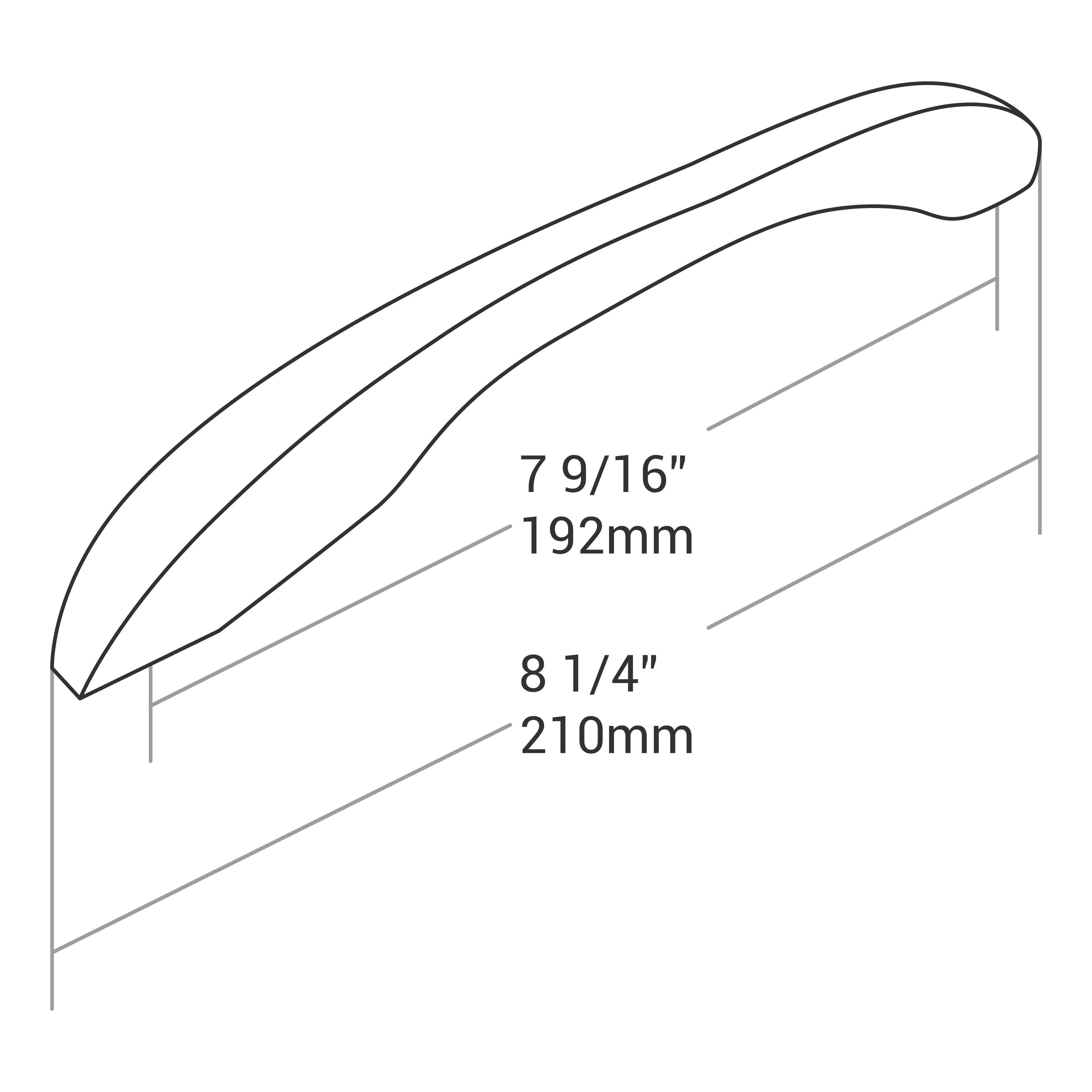Handle Zinc C/C 192mm, O/A 210mm Brush Ni