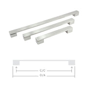Handle Square C/C 160mm O/A 189mm Chrome
