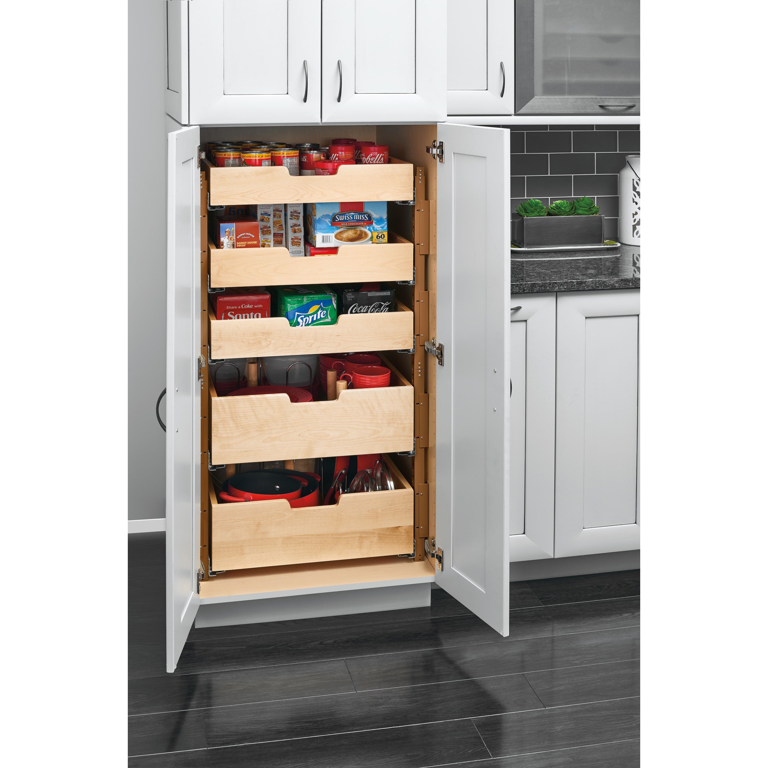 Base Cabinet Pull Out Wood Drawer Pilaster System (16" - 16-1/2" W x 21-17/32" D x 19-5/8" H)