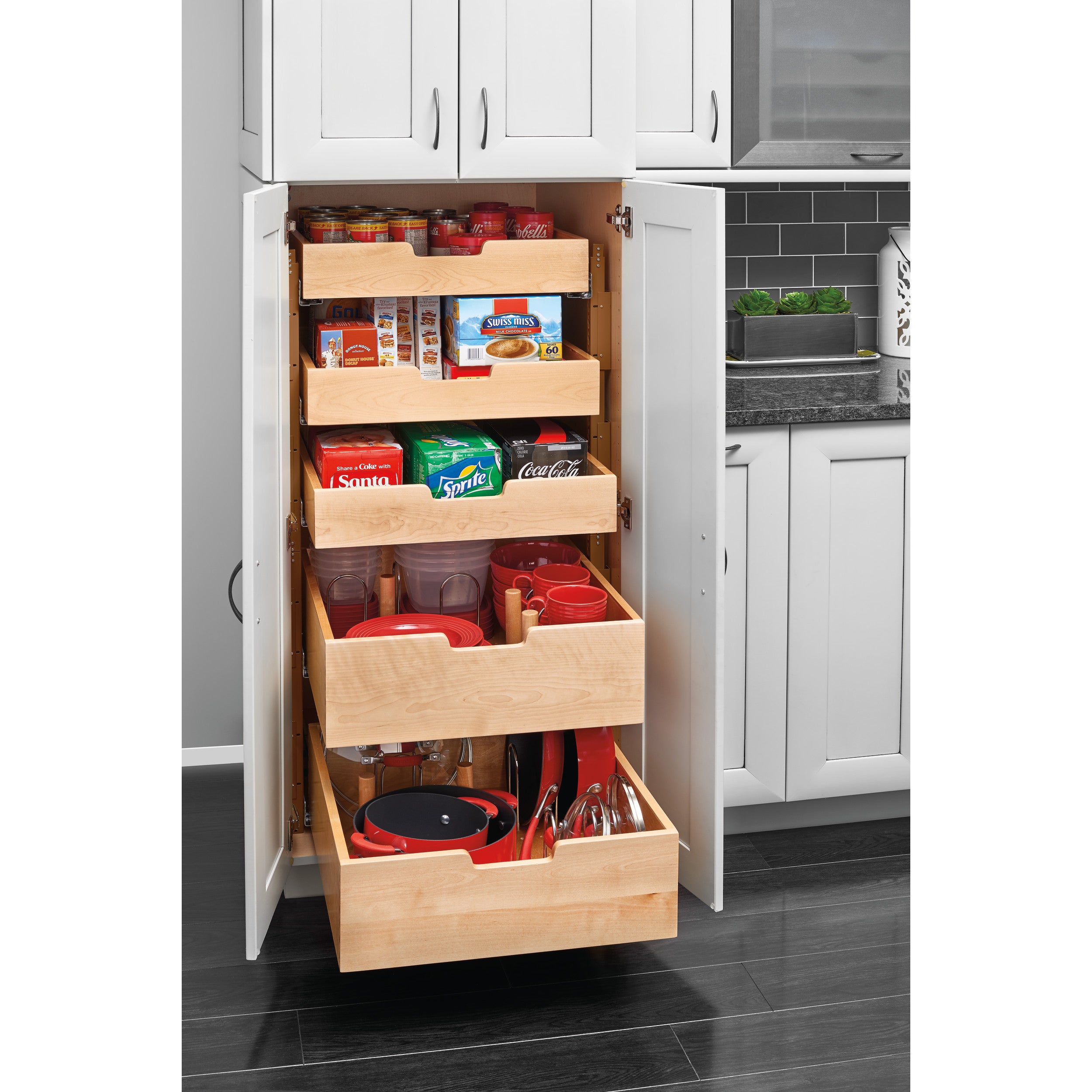 Base Cabinet Pull Out Wood Drawer Pilaster System (16" - 16-1/2" W x 21-17/32" D x 19-5/8" H)