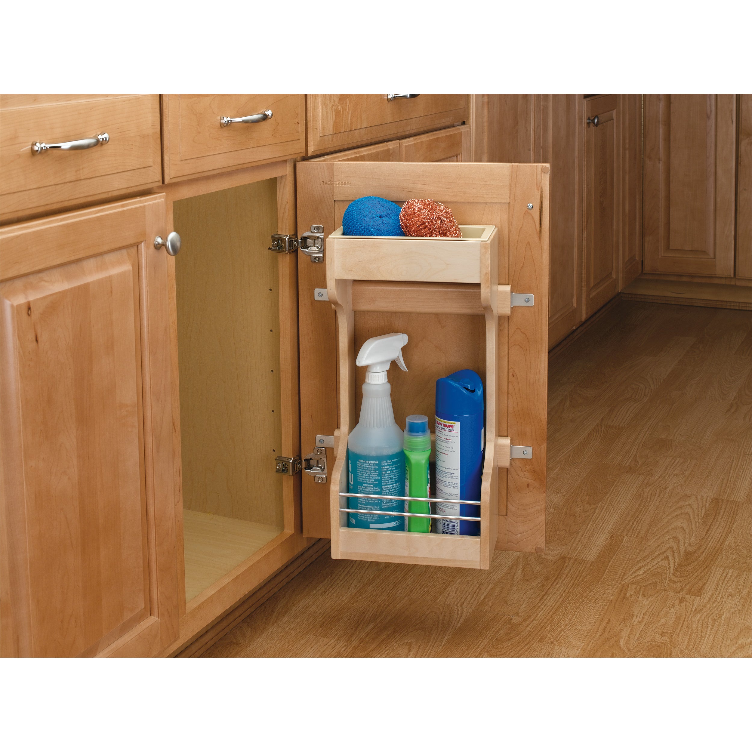 Door mount Wood Sink Base Organizer Natural for 36". 13.5 in (343 mm) W x 5 in (127 mm) D x 18.5 in (470 mm) H