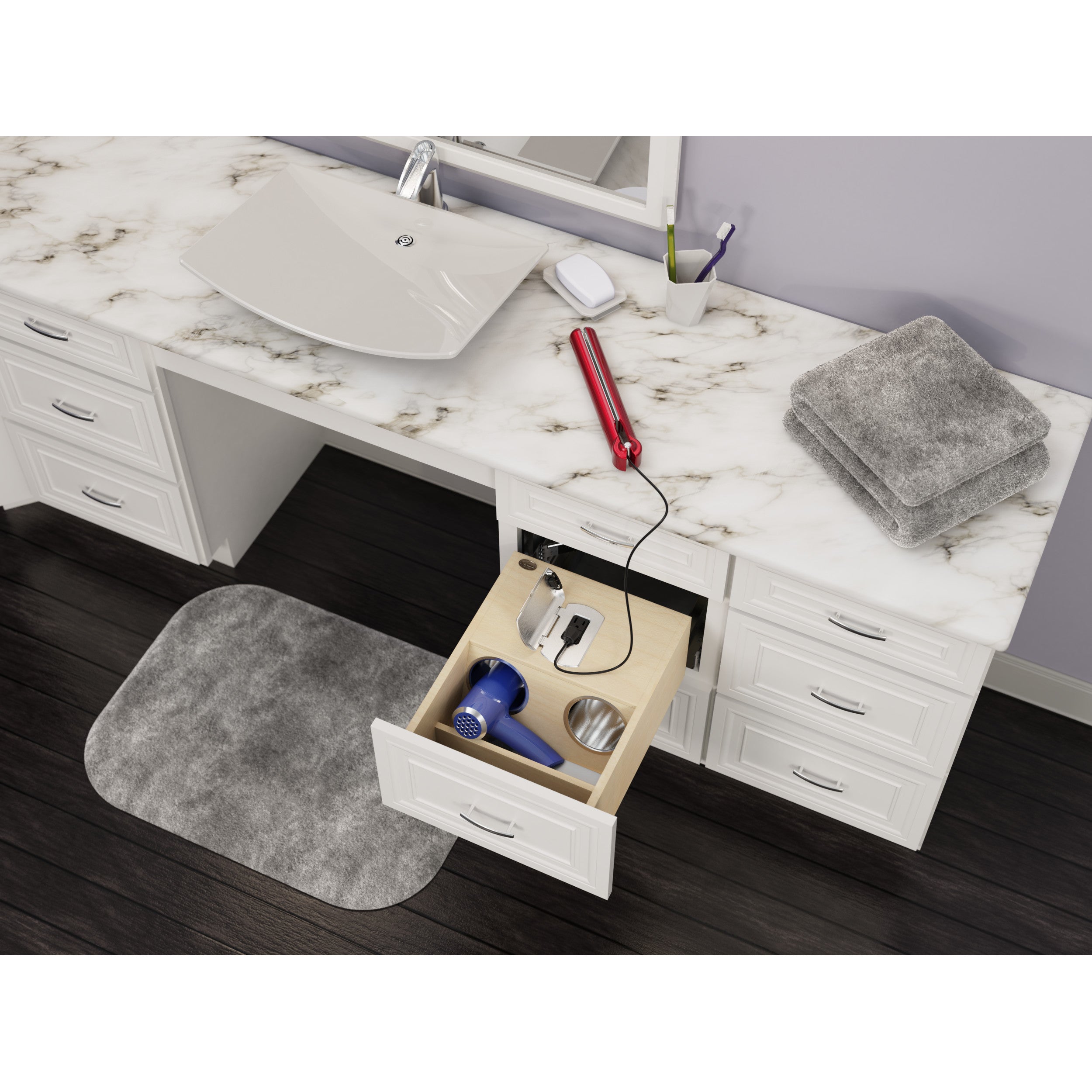 15 in Vanity Outlet Drawer Natural for 18"  16.5 in (419 mm) W x 20.11 in (511 mm) D x 8.93 in (227 mm) H