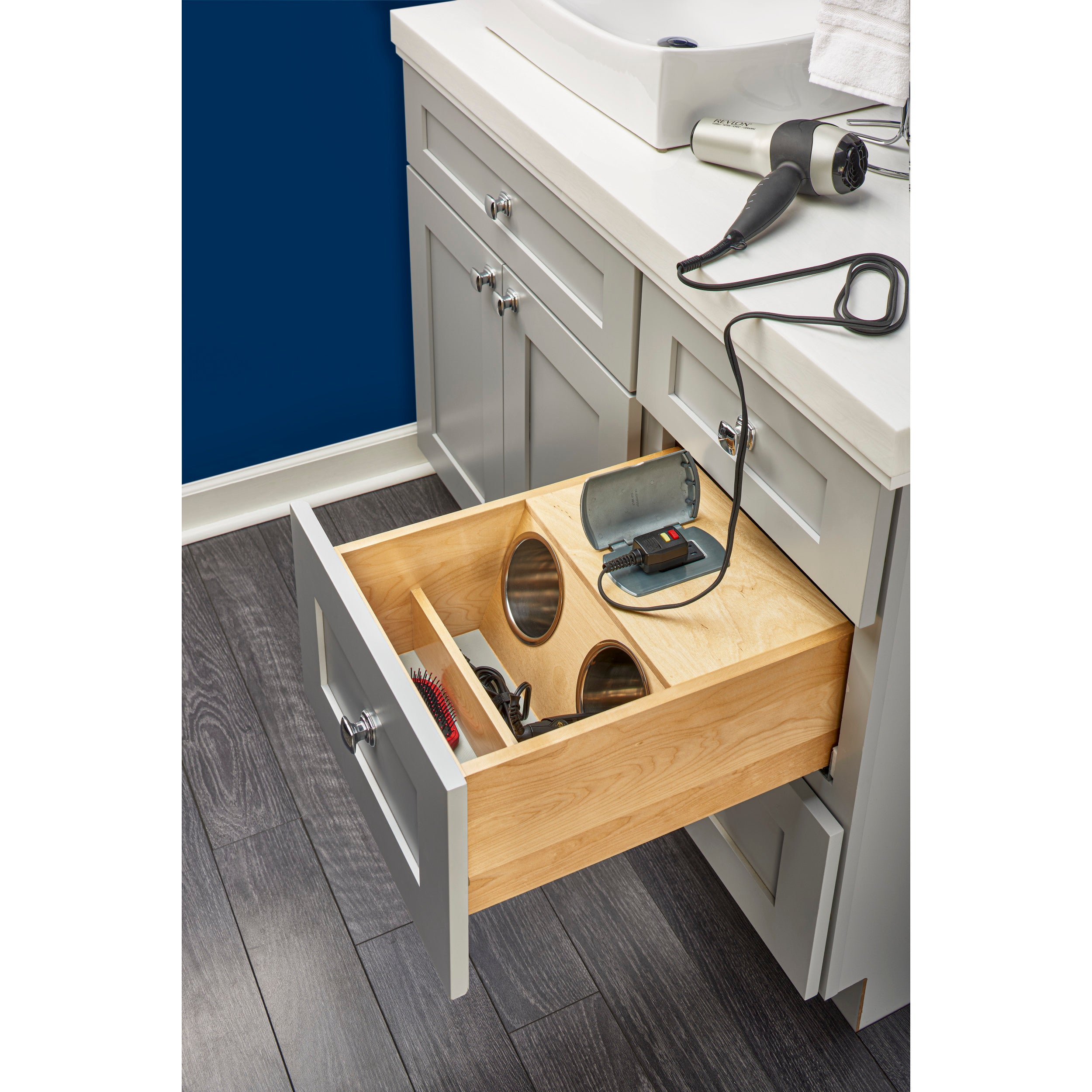 15 in Vanity Outlet Drawer Natural for 18"  16.5 in (419 mm) W x 20.11 in (511 mm) D x 8.93 in (227 mm) H