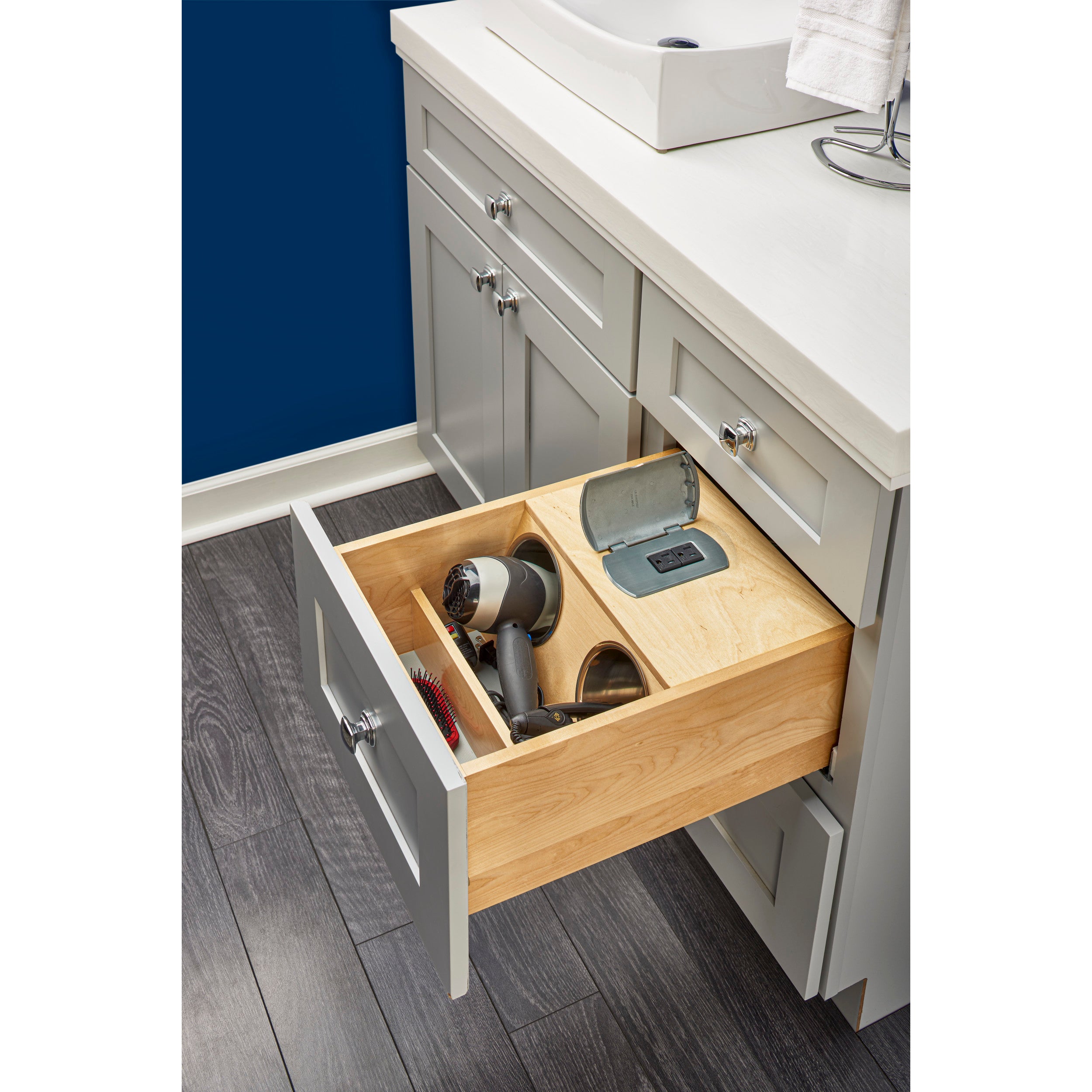 15 in Vanity Outlet Drawer Natural for 18"  16.5 in (419 mm) W x 20.11 in (511 mm) D x 8.93 in (227 mm) H