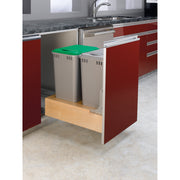Double 50 Qrt Pull-Out Waste Container Natural  17.25 in (438 mm) W x 21.75 in (552 mm) D x 23.19 in (589 mm) H