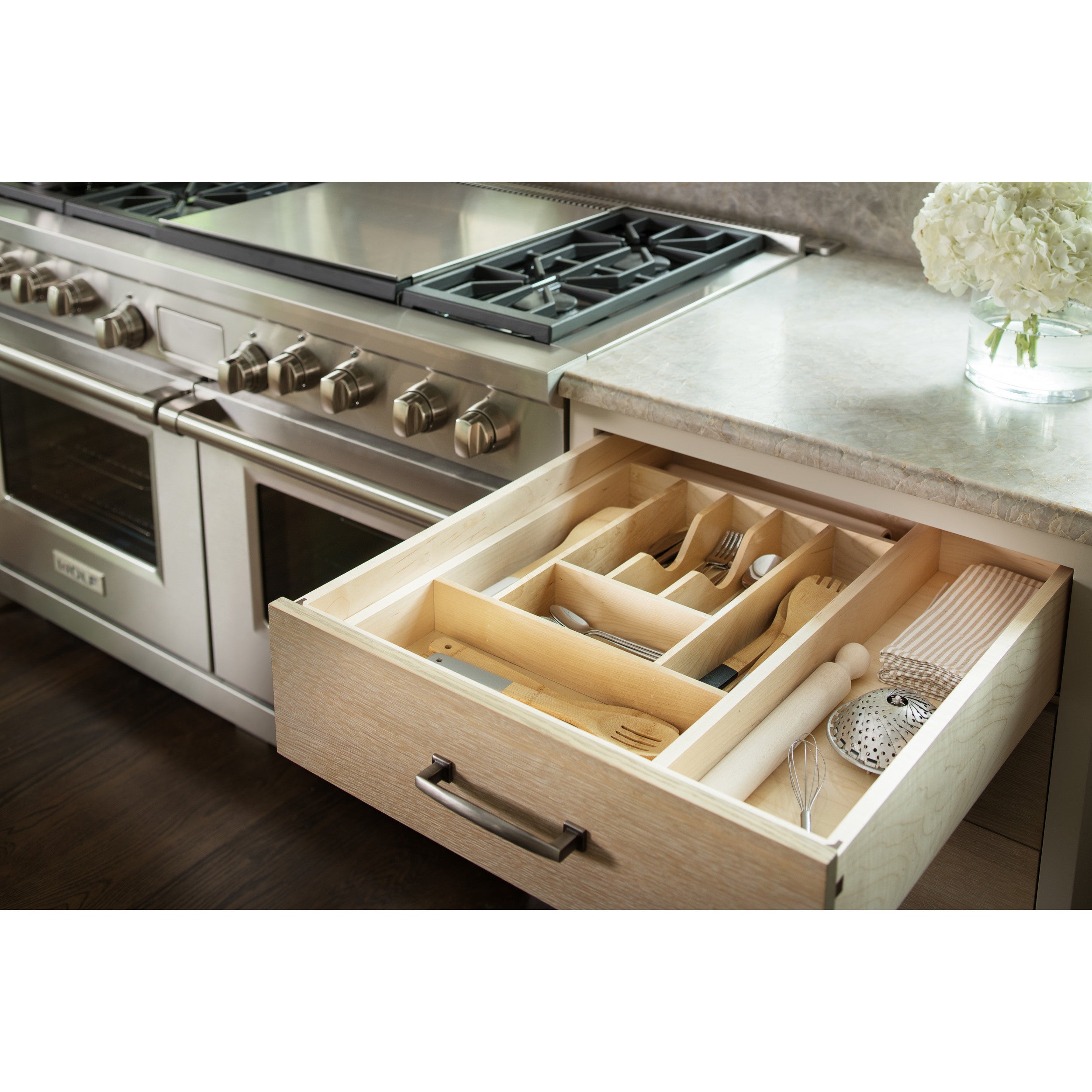 Tall Wood Cutlery Tray Insert Natural  14.63 in (372 mm) W x 22 in (559 mm) D x 2.88 in (73 mm) H