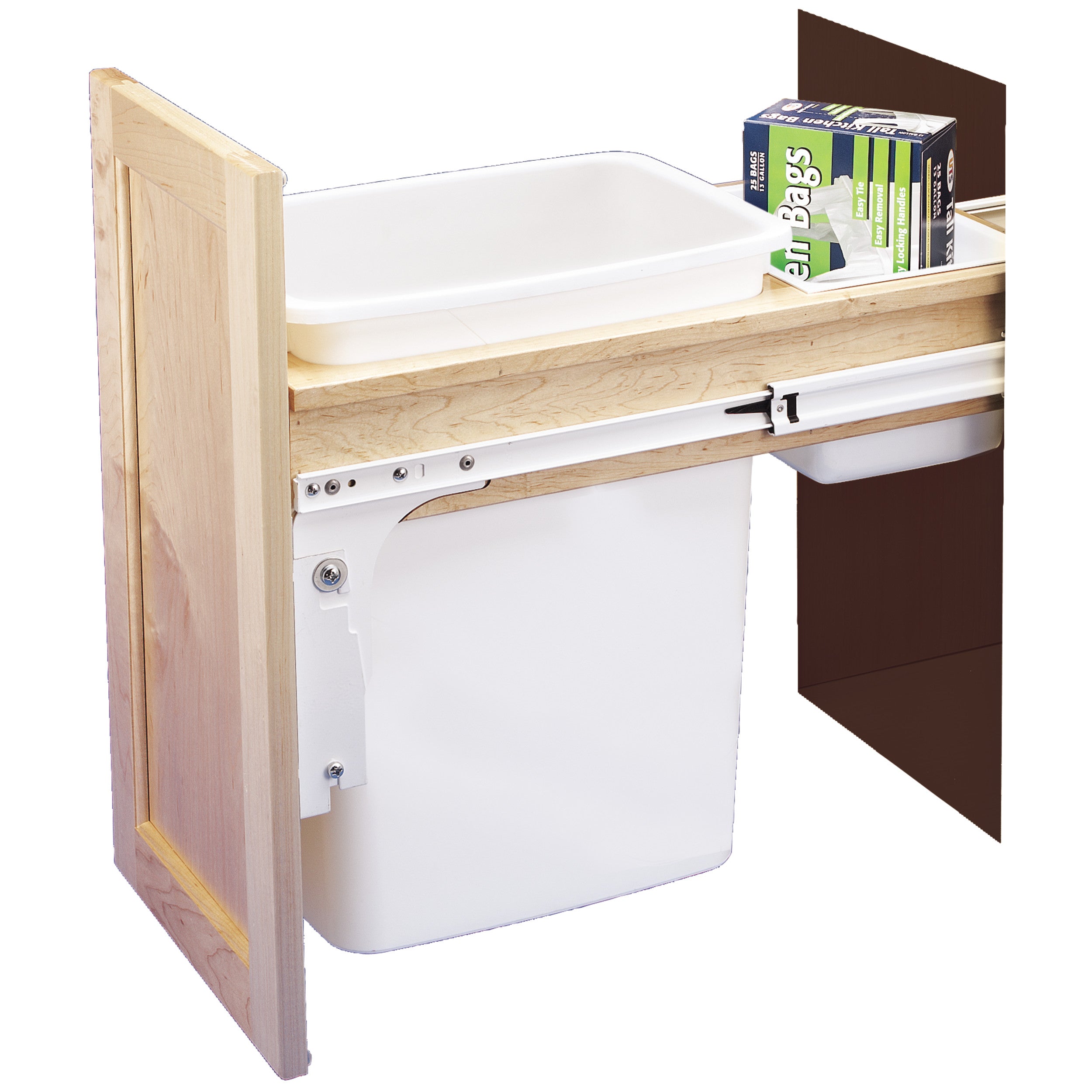 35 Qrt Top mount Waste Container (1-5/8" faceframe) Natural  11.75 in (298 mm) W x 22.75 in (578 mm) D x 17.88 in (454 mm) H