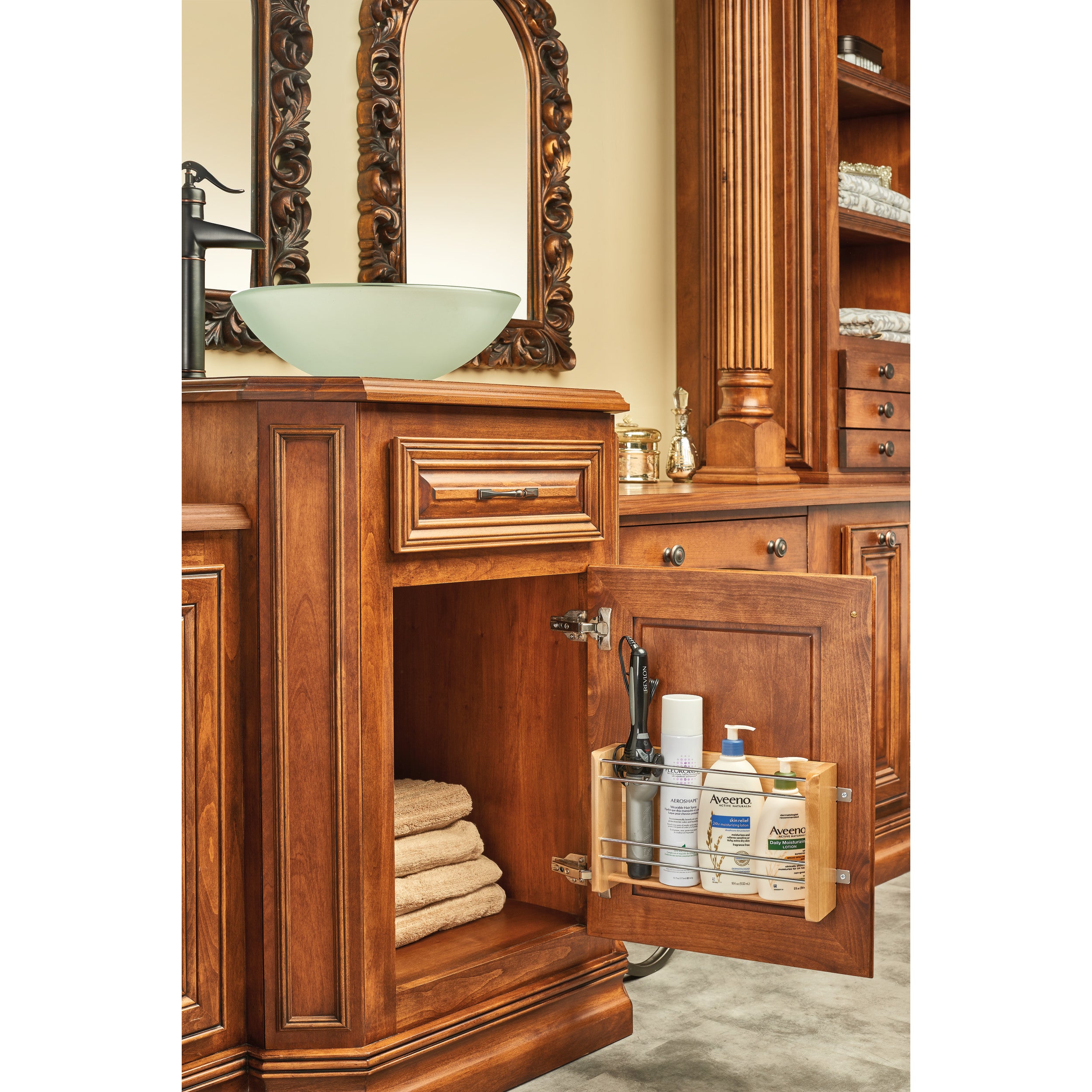 18 in Medium Door mount Foil Rack Natural  13.13 in (334 mm) W x 4 in (102 mm) D x 8 in (203 mm) H