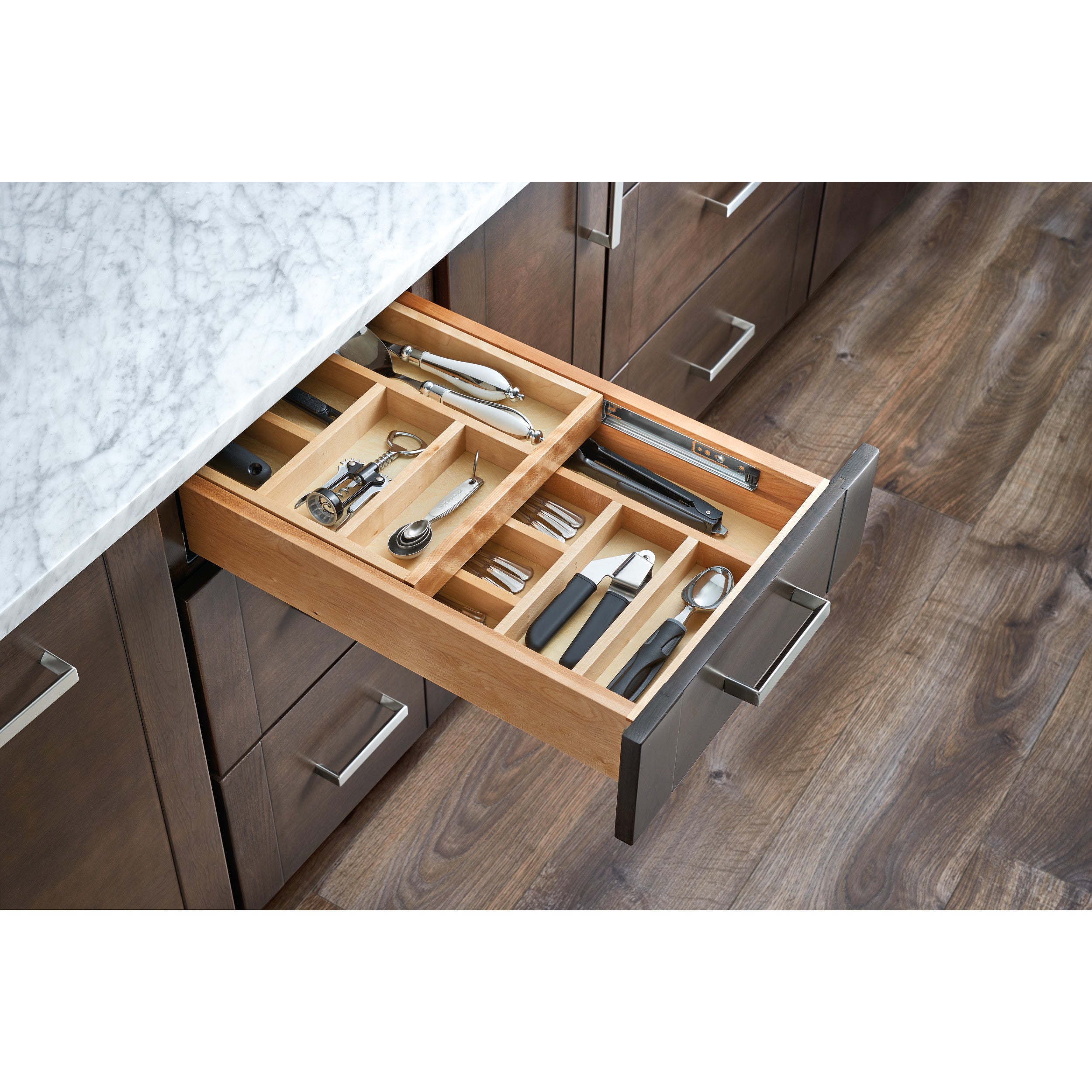 15 in Tiered Cutlery Drawer system Soft Close Natural  15 in (381 mm) W x 21.5 in (546 mm) D x 4.31 in (109 mm) H