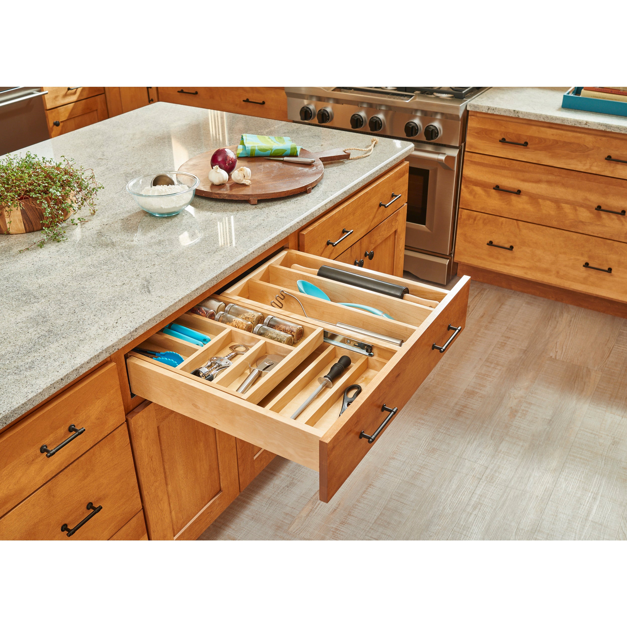 33 in 2-Tiered Cutlery Drawer Soft Close Natural  32.95 in (837 mm) W x 22.19 in (564 mm) D x 4.41 in (112 mm) H