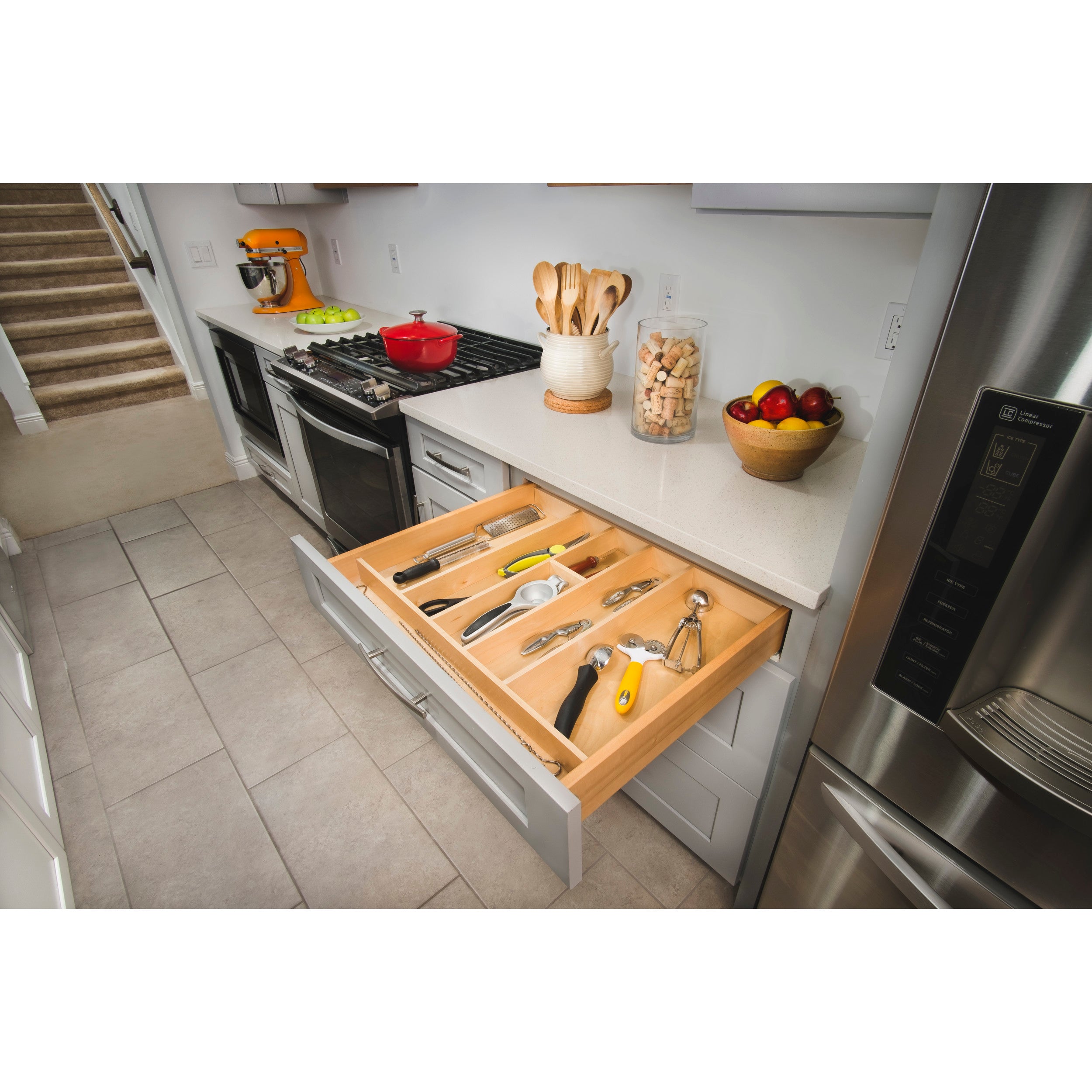18.5 in Shallow Wood Utility Tray Insert Natural  18.5 in (470 mm) W x 22 in (559 mm) D x 2.38 in (60 mm) H