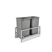 Aluminum Pull Out Double Trash/Waste Container w/Soft Close (11-21/32" W x 22-3/32" D x 18-29/32" H)