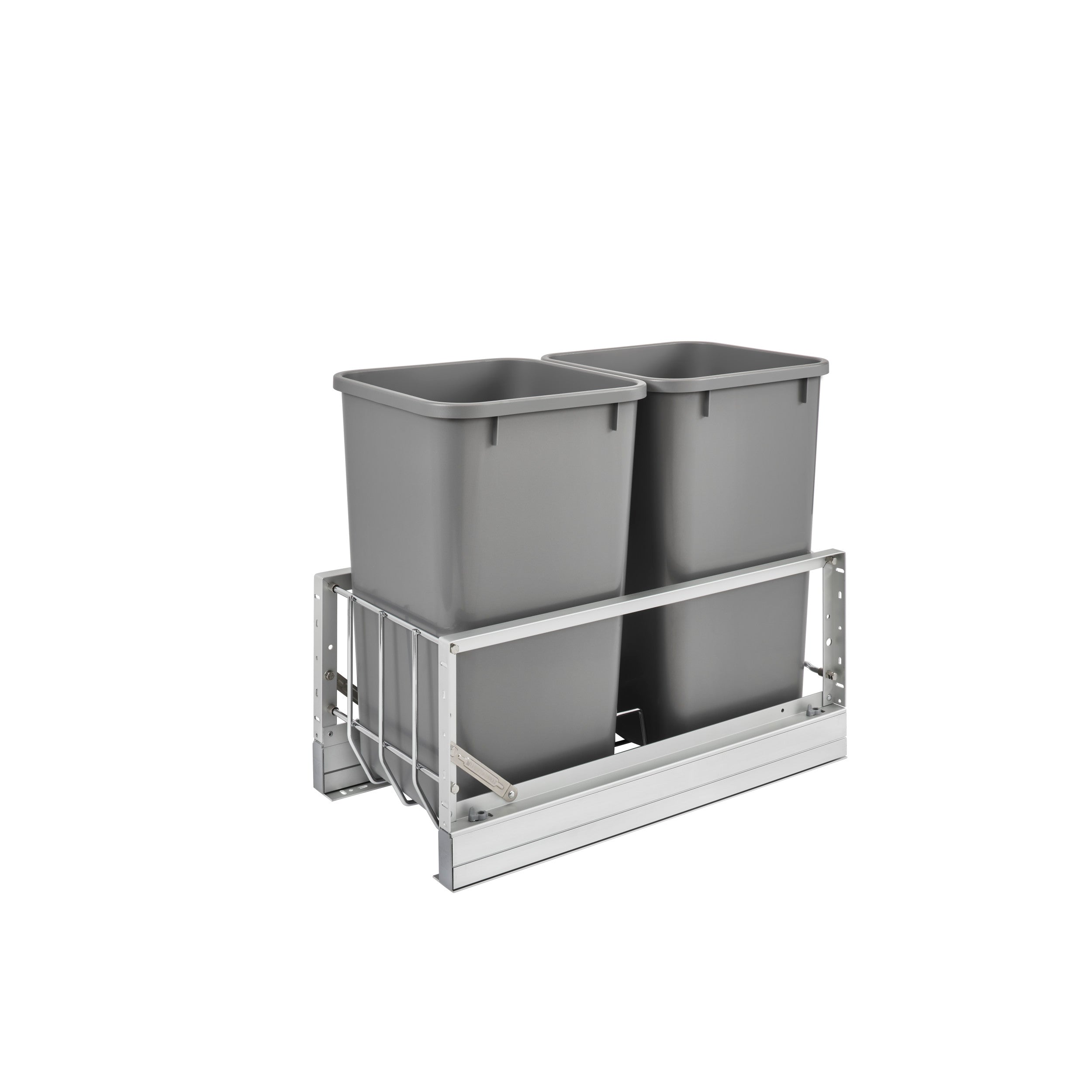 Aluminum Pull Out Double Trash/Waste Container w/Soft Close (11-21/32" W x 22-3/32" D x 18-29/32" H)