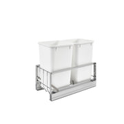 Aluminum Pull Out Double Trash/Waste Container w/Soft Close (11-21/32" W x 22-3/32" D x 18-29/32" H)
