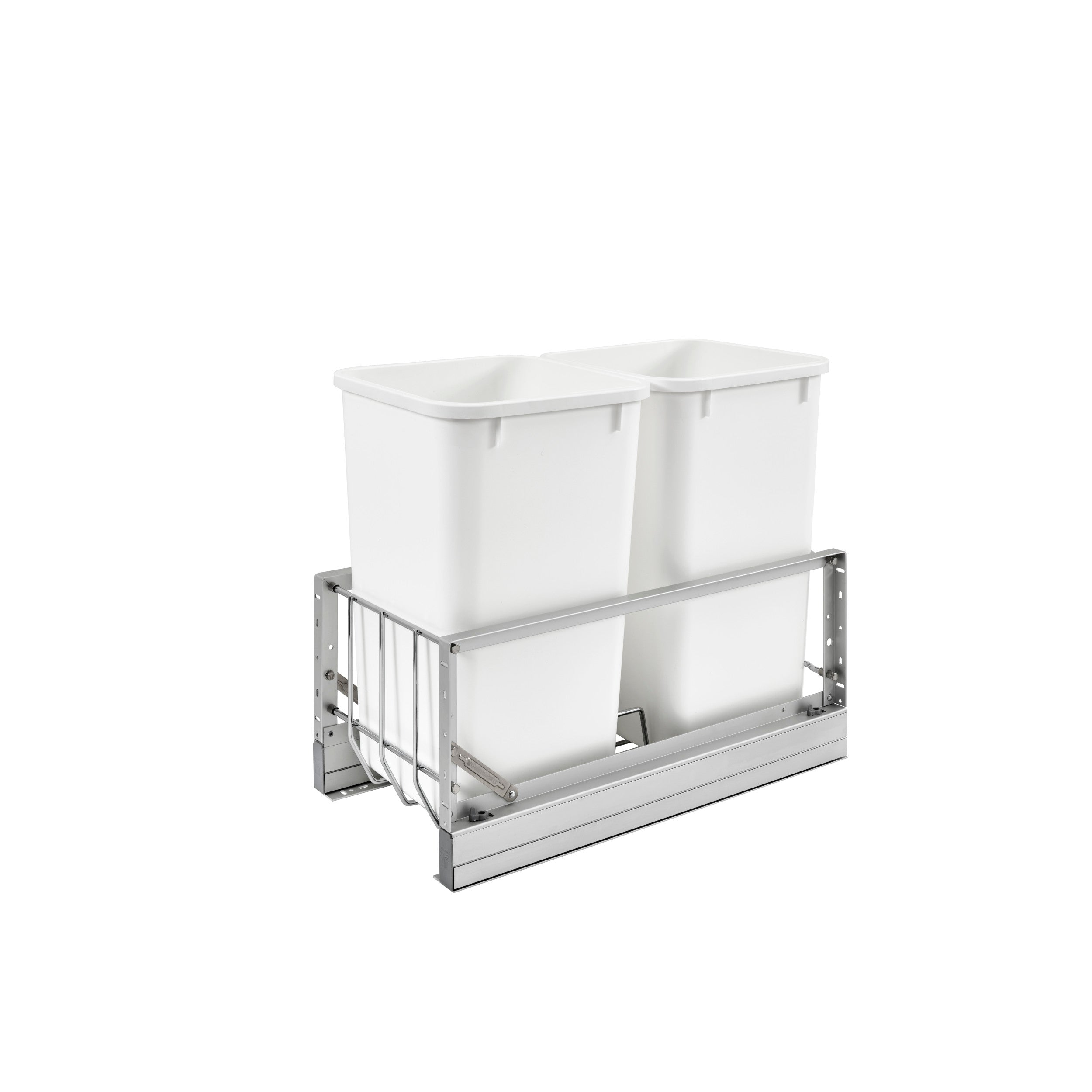 Aluminum Pull Out Double Trash/Waste Container w/Soft Close (11-21/32" W x 22-3/32" D x 18-29/32" H)