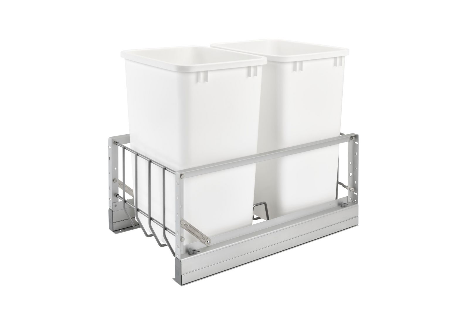 Pull-Out Waste Container with 2 - 35 Qua  White  14.81 in (376 mm) W x 21.88 in (556 mm) D x 19.25 in (489 mm) H