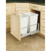 Aluminum  Pull Out Double Trash/Waste Container w/Soft Close (14-25/32" W x 22-3/32" D x 19-1/32" H)