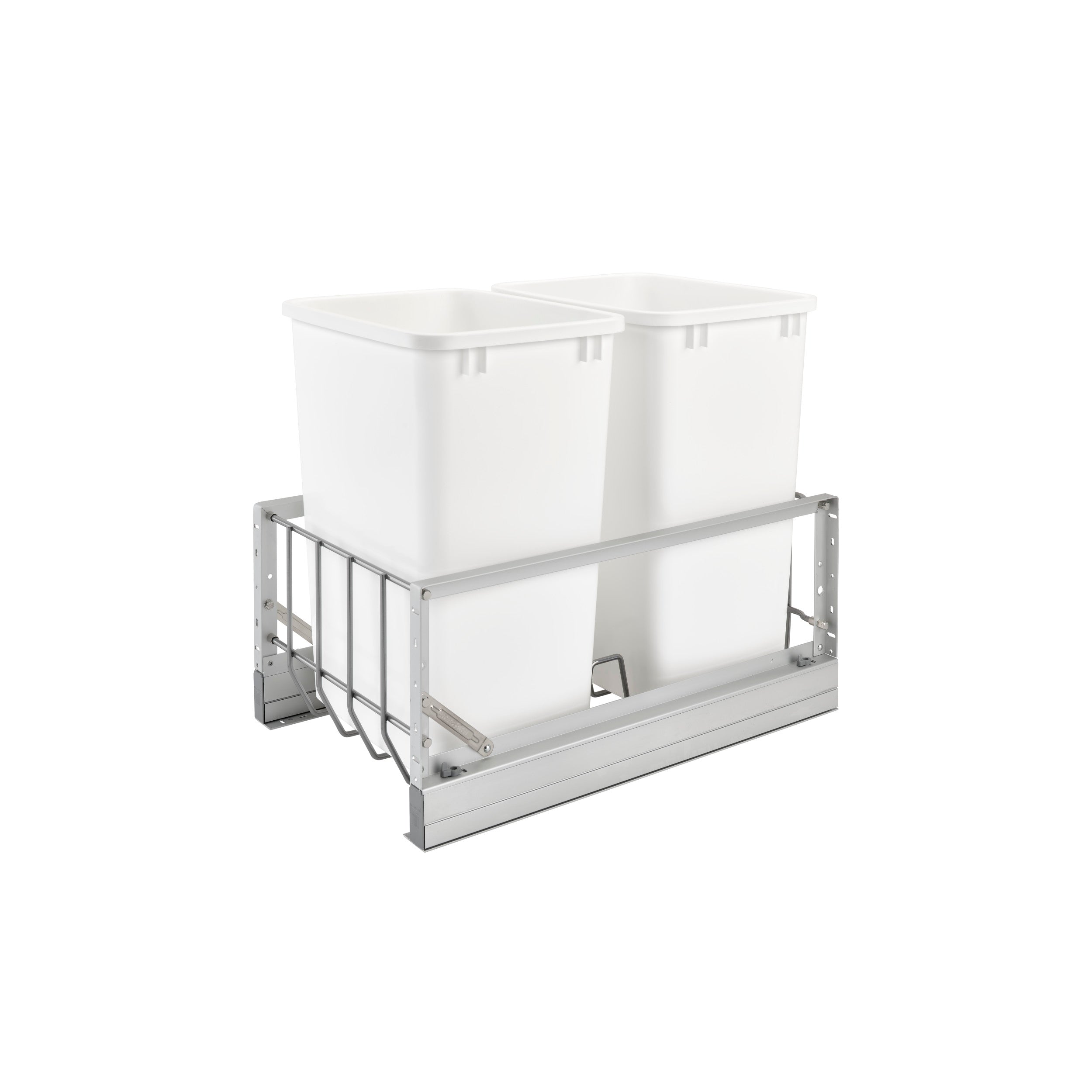 Double 35 Qrt Pull-Out Waste Containers White  14.81 in (376 mm) W x 21.88 in (556 mm) D x 19.25 in (489 mm) H