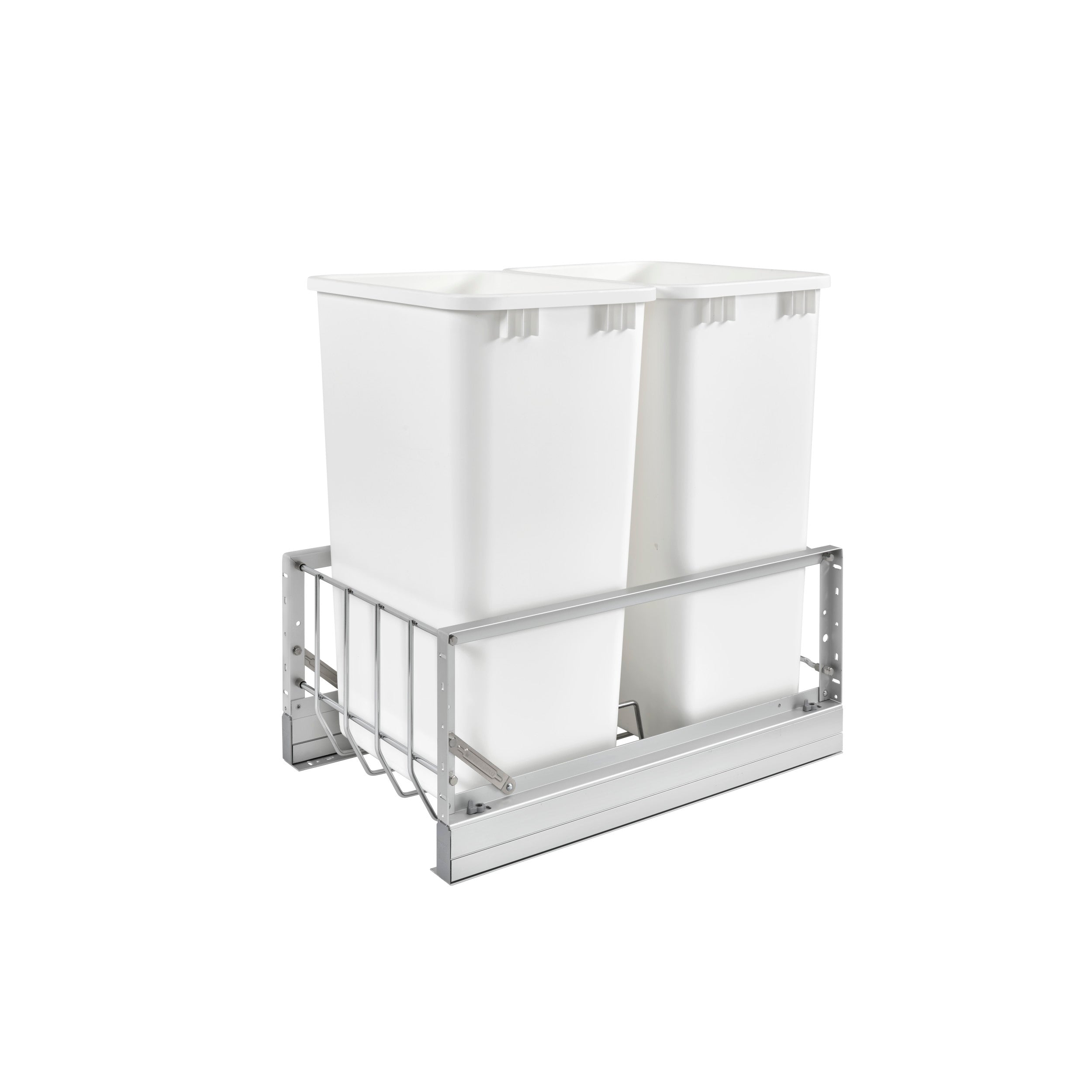 Aluminum  Pull Out Double Trash/Waste Container for Full Height Cabinets w/Soft Close