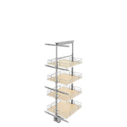 19 in Chrome Solid Bottom Pantry Pullout Soft Close Natural  19.25 in (489 mm) W x 21.69 in (551 mm) D x 50.75 in (1289 mm) H