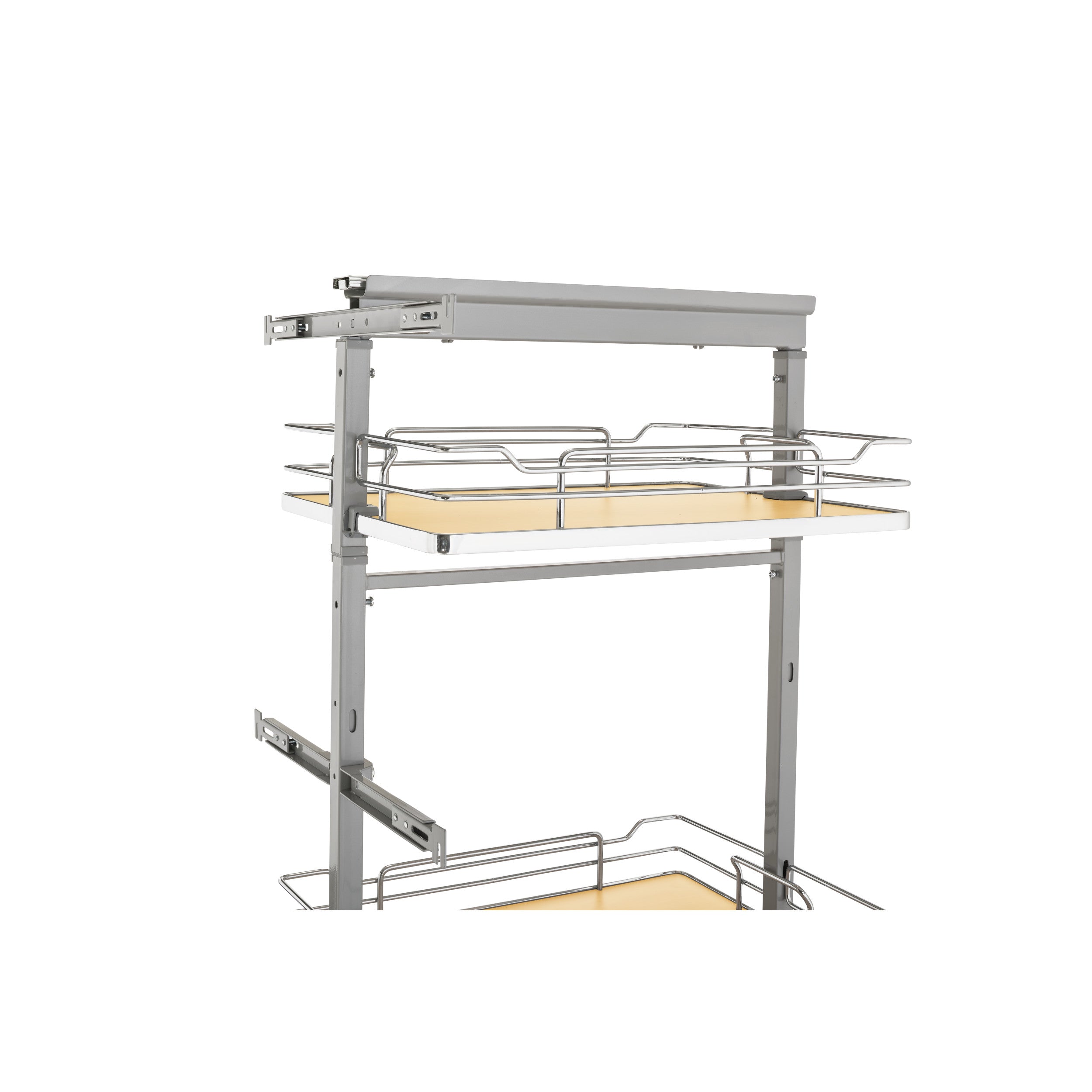 16 in Chrome Solid Bottom Pantry Pullout Soft Close Natural  16.25 in (413 mm) W x 21.69 in (551 mm) D x 58.25 in (1480 mm) H