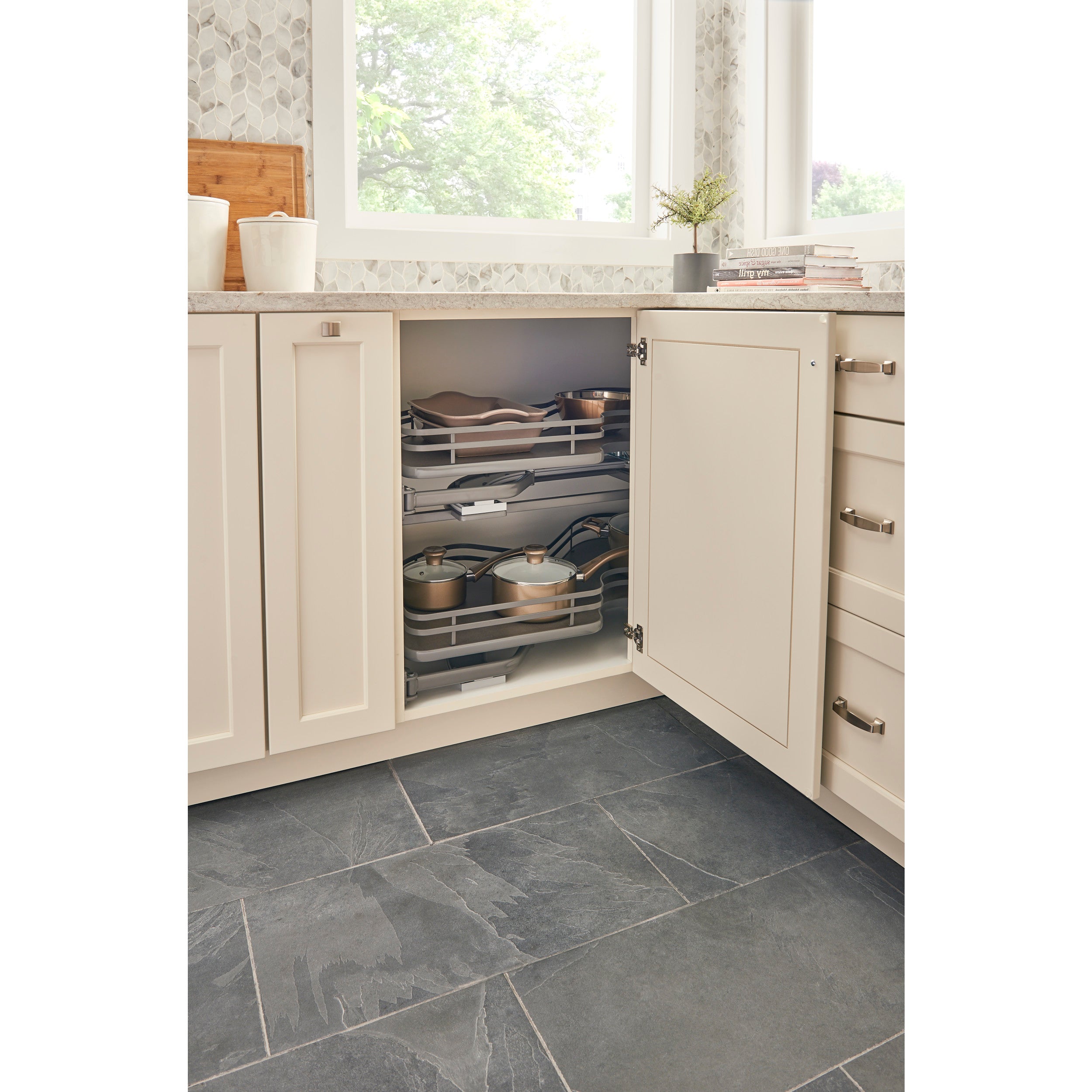 18 in Two-Tier Organizer for a Blind Right Gray  37.6 in (955 mm) W x 21.55 in (547 mm) D x 24.5 in (622 mm) H