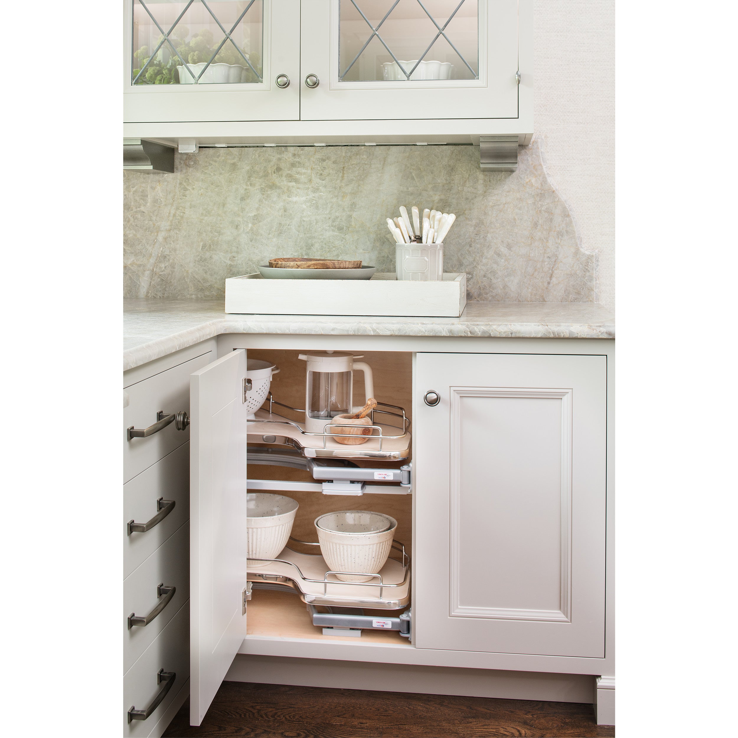 18 in Two-Tier Organizer for a Blind Left Natural  37.63 in (956 mm) W x 21.56 in (548 mm) D x 24.44 in (621 mm) H