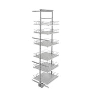 19 in Chrome Solid Bottom Pantry Pullout Soft Close Gray  19.25 in (489 mm) W x 21.69 in (551 mm) D x 73.63 in (1870 mm) H