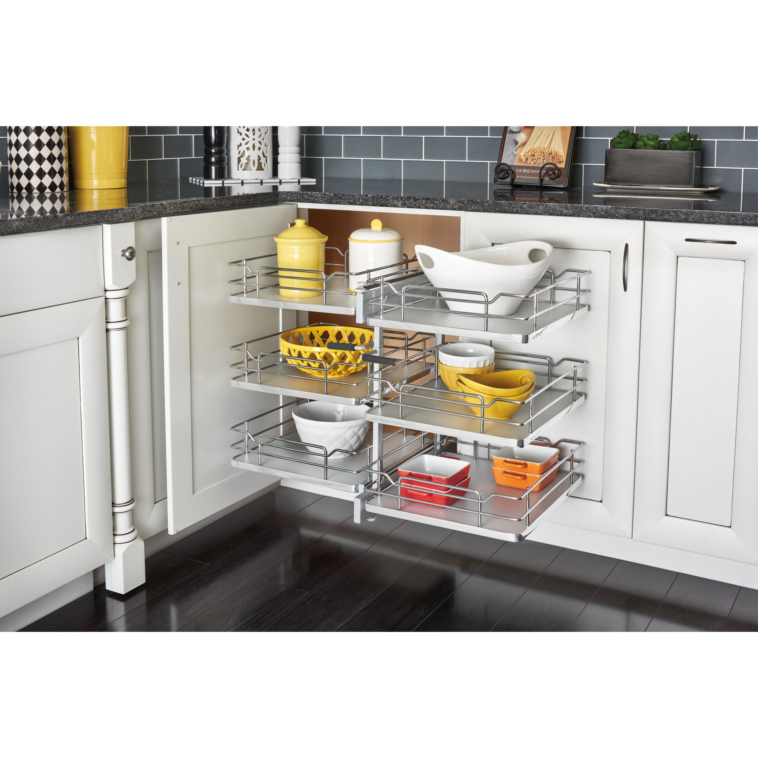 18 in. Gray Three-Tier Organizer w/Soft-Close Gray  32.25 in (819 mm) W x 20.25 in (514 mm) D x 24 in (610 mm) H