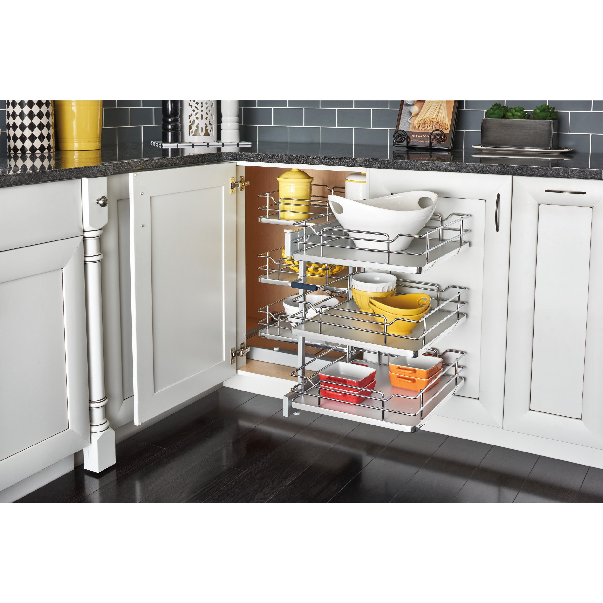 18 in. Gray Three-Tier Organizer w/Soft-Close Gray  32.25 in (819 mm) W x 20.25 in (514 mm) D x 24 in (610 mm) H