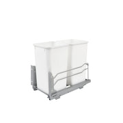 Double 27 Qrt Pull-Out Waste Container Soft-Close White  11.26 in (286 mm) W x 22.09 in (561 mm) D x 18.94 in (481 mm) H