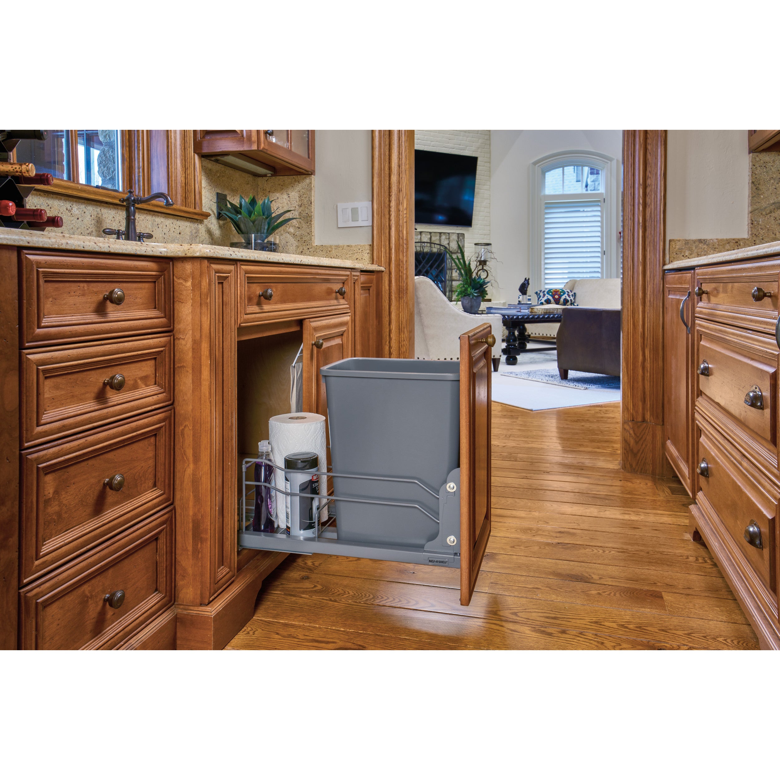 35 Qrt Pull-Out Waste Container Soft-Close Gray  10.88 in (276 mm) W x 22.25 in (565 mm) D x 19 in (483 mm) H