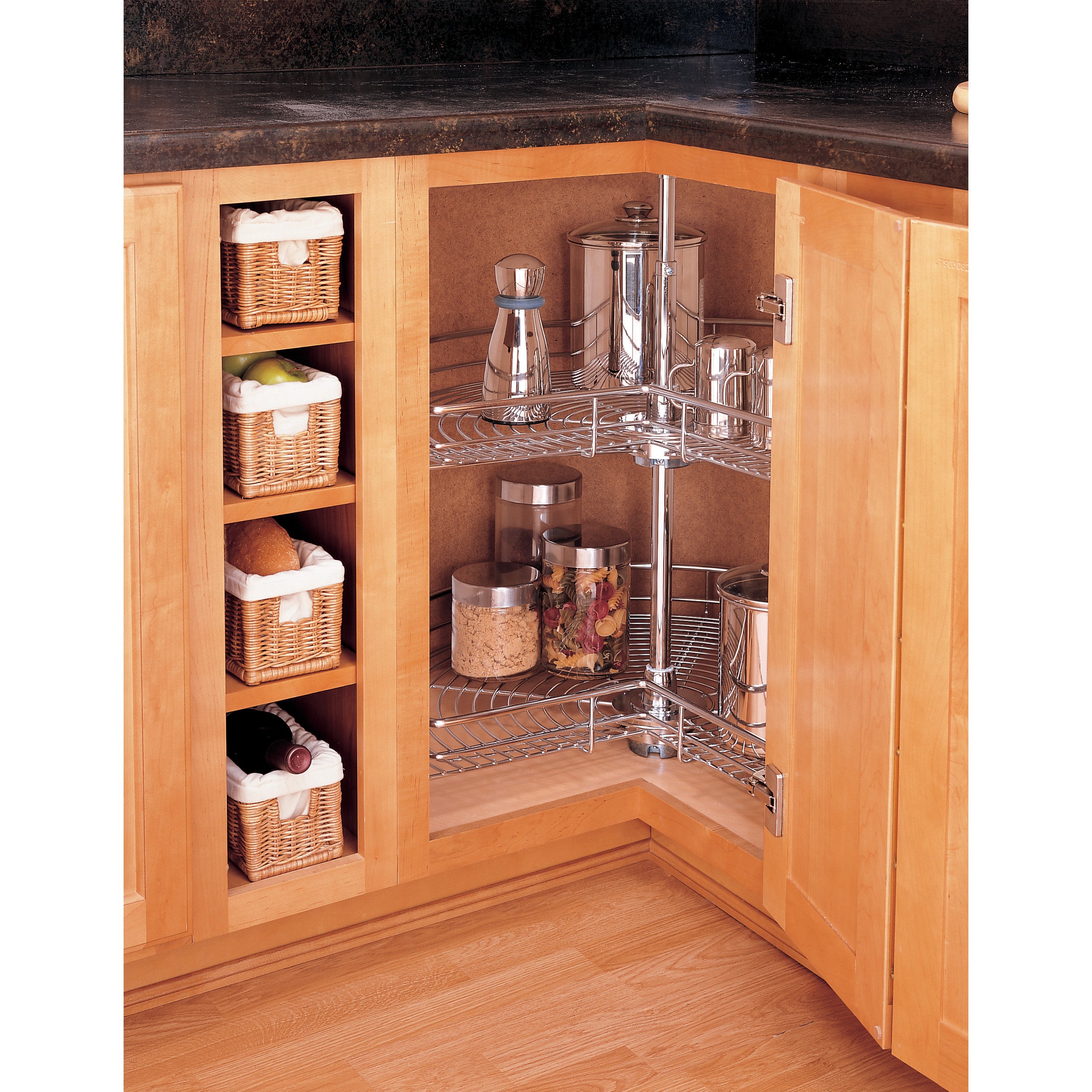 32 in Chrome Kidney Lazy Susans 2-Shelf Chrome 32 in (813 mm) W x