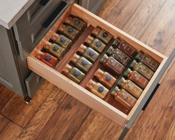 FINELINE STEPPED SPICE HOLDER, 18", WALNUT, 395.5 X 528 X 26MM