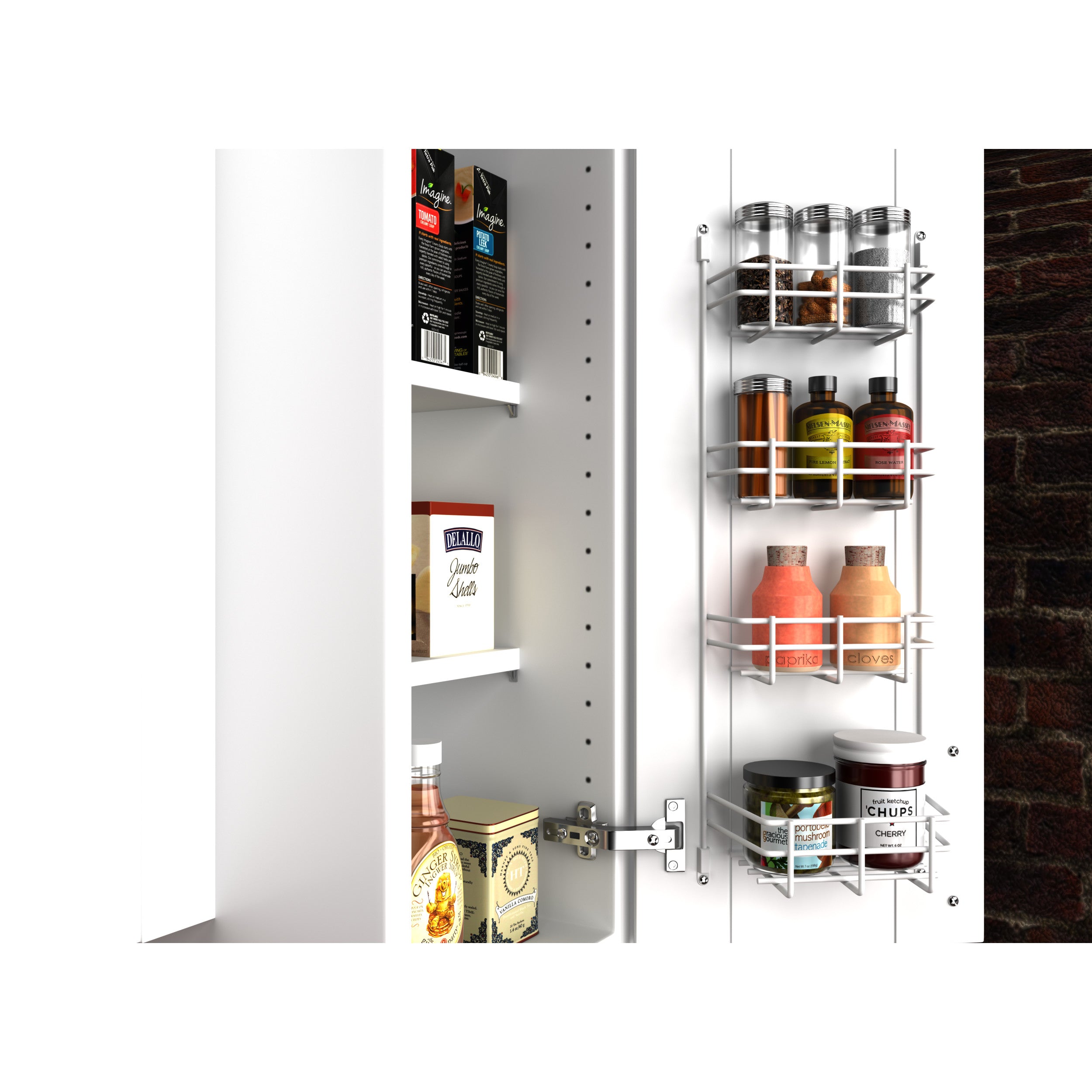 8 in Door Mount Spice Rack White 7.88 in (200 mm) W x 2.38 in (60