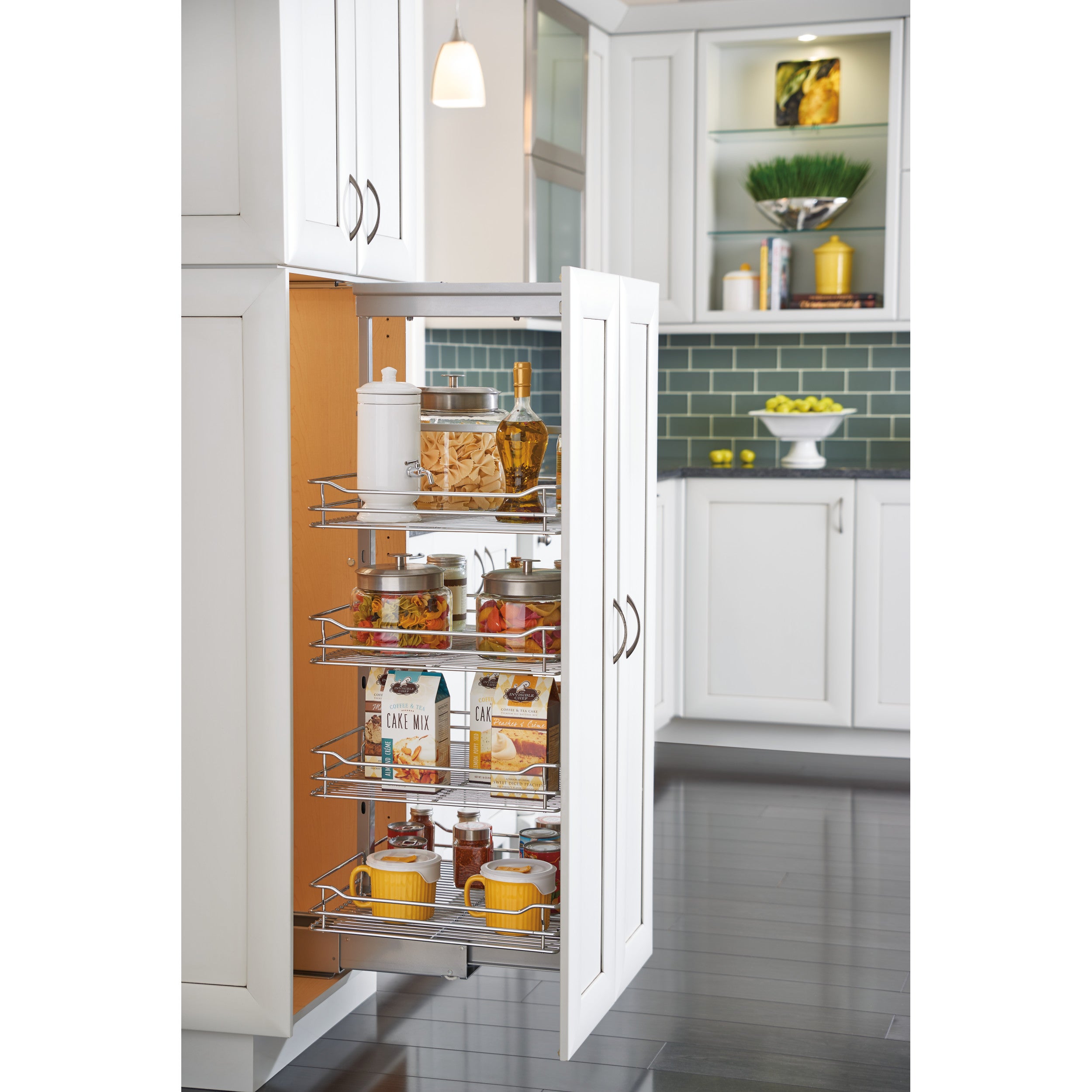 10 in Chrome Basket Pantry Pullout Soft Close Chrome  10.25 in (260 mm) W x 21.69 in (551 mm) D x 73.63 in (1870 mm) H