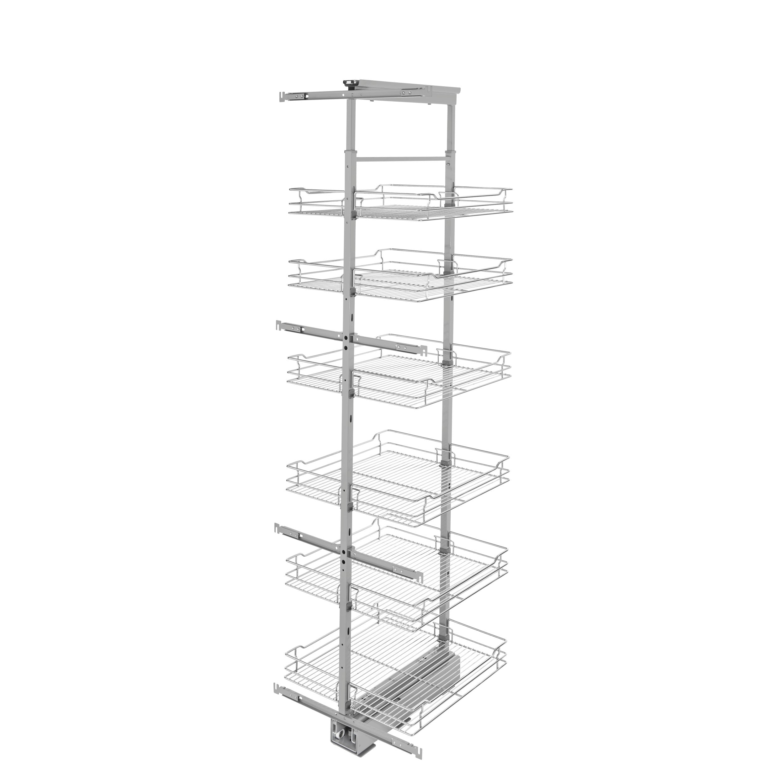20 in Chrome Basket Pantry Pullout Soft Close Chrome  20.69 in (526 mm) W x 21.69 in (551 mm) D x 73.63 in (1870 mm) H