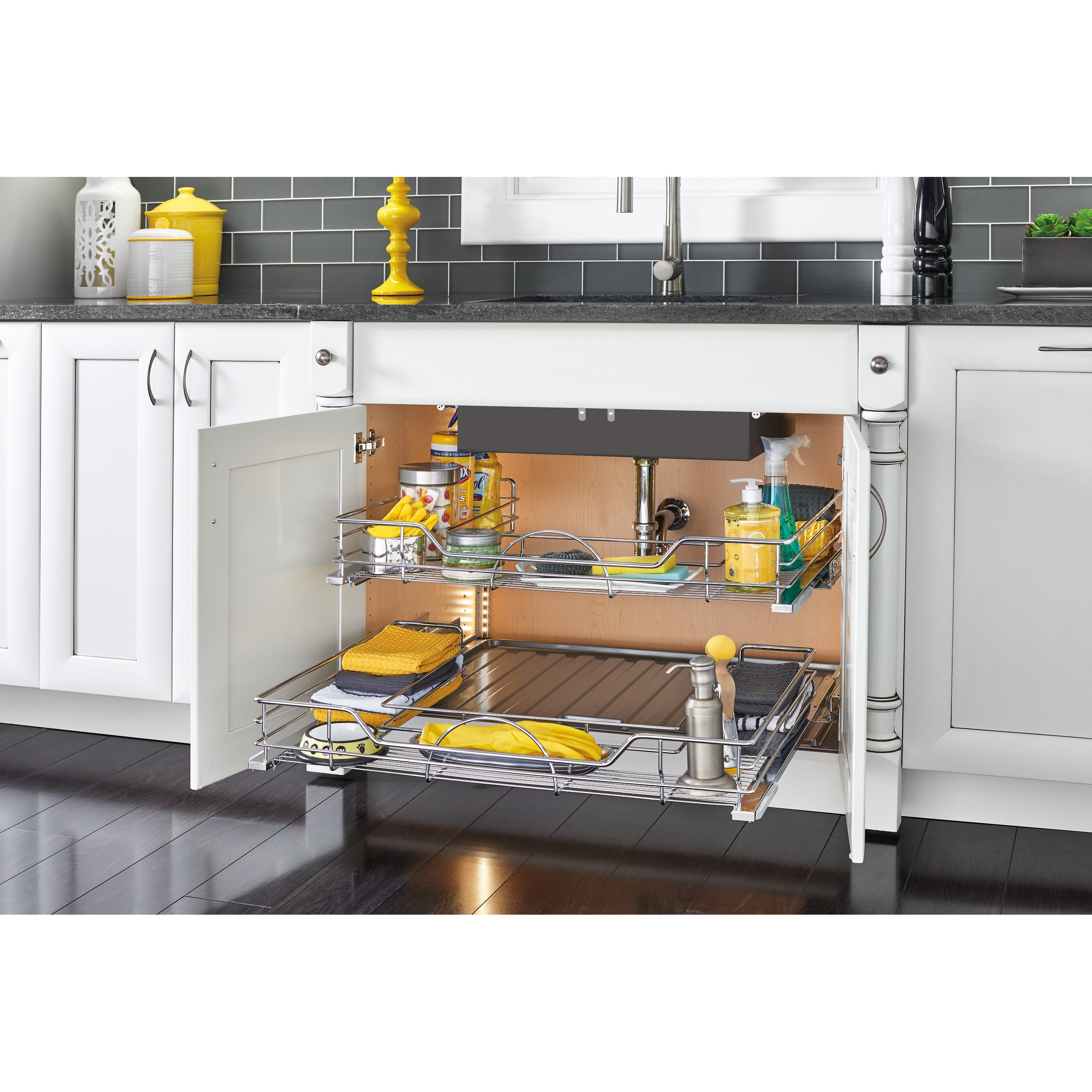 33 in Chrome U-Shaped Pull Out w/Soft-Close Chrome  32.5 in (826 mm) W x 21.9 in (556 mm) D x 5.2 in (132 mm) H