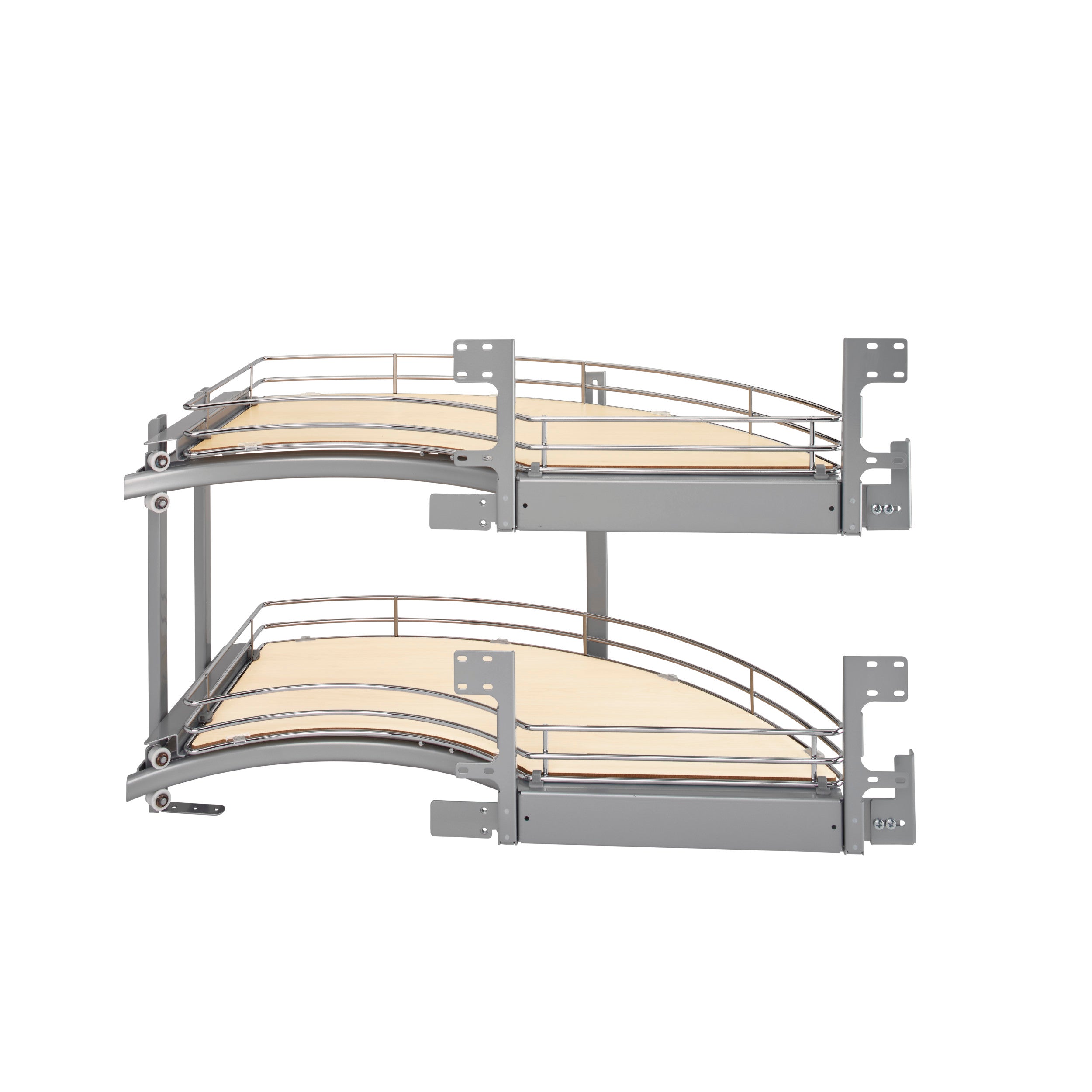 18 in Two-Tier Curve Organizer for a Blind Right Chrome  16 in (406 mm) W x 35.75 in (908 mm) D x 19.75 in (502 mm) H
