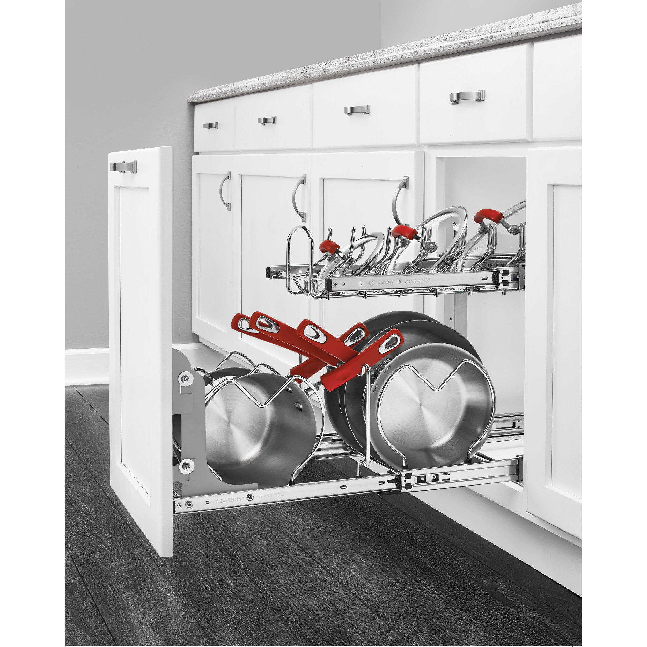 21 in Two-Tier Cookware Organizer Chrome  20.75 in (527 mm) W x 22 in (559 mm) D x 18.13 in (461 mm) H
