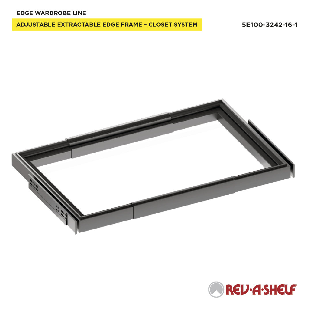 Rev-A-Shelf EDGE Adjustable Pull-Out Closet Frame 31-1/2" - 42-11/32" W x 16" D - 5E100-3242-16-1