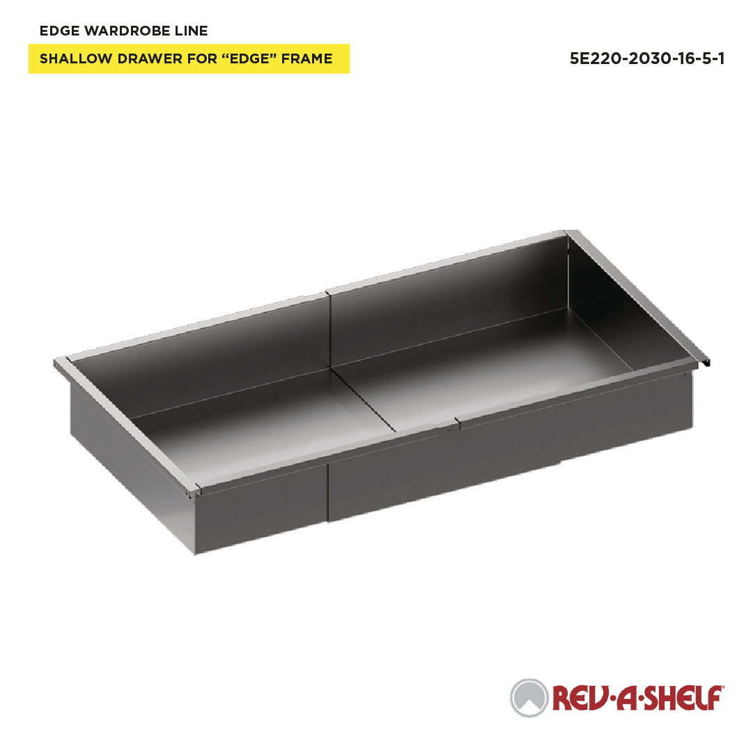 Rev-A-Shelf EDGE 5" H Adjustable Drawer Insert for 19-11/16" - 30-1/2" W x 16" D Frame - 5E220-2030-16-5-1