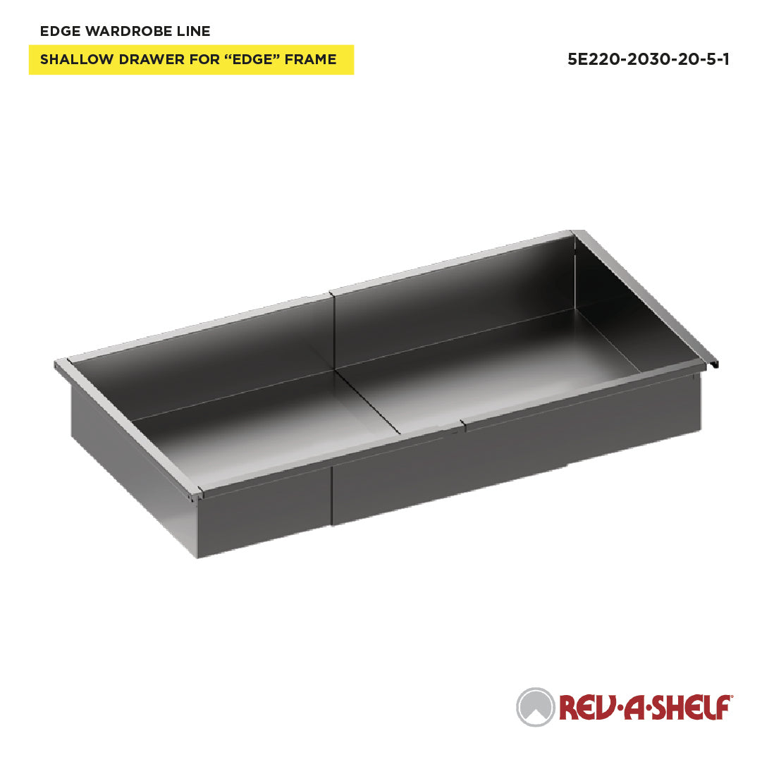 Rev-A-Shelf EDGE 5" H Adjustable Drawer Insert for 19-11/16" - 30-1/2" W x 20" D Frame - 5E220-2030-20-5-1