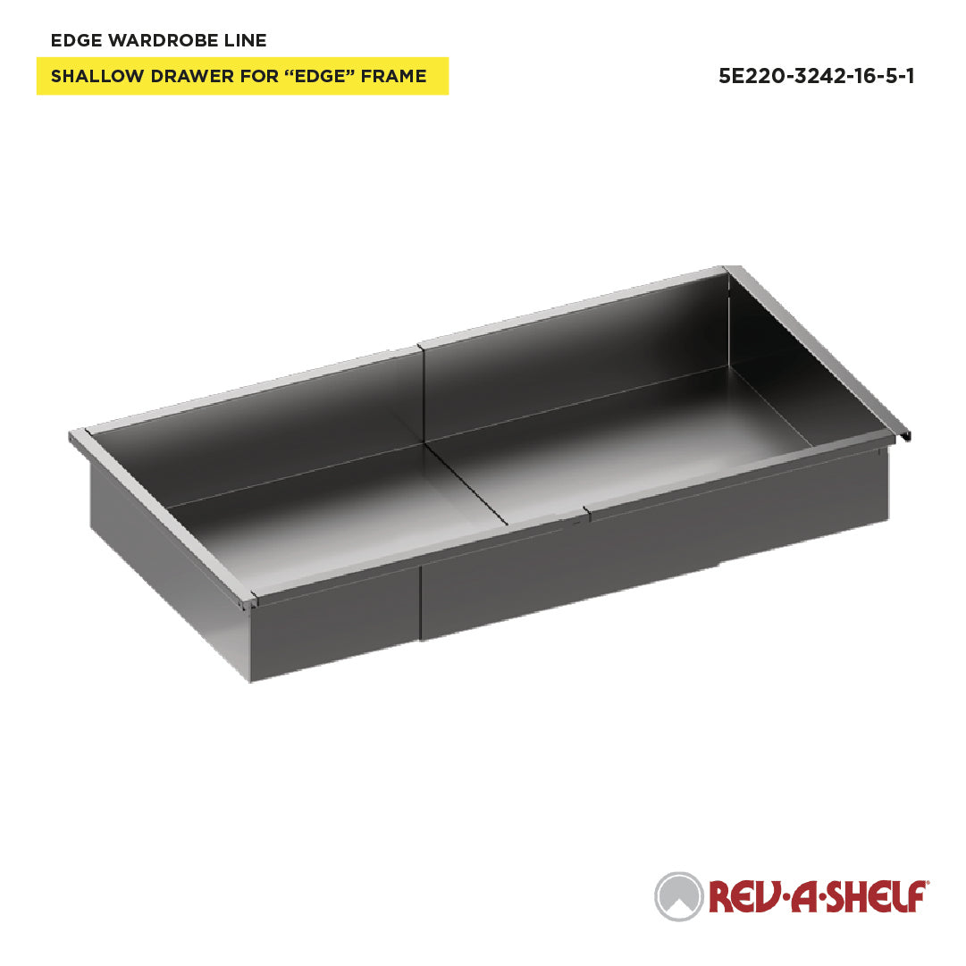 Rev-A-Shelf EDGE 5" H Adjustable Drawer Insert for 31-1/2" - 42-11/32" W x 16" D Frame - 5E220-3242-16-5-1