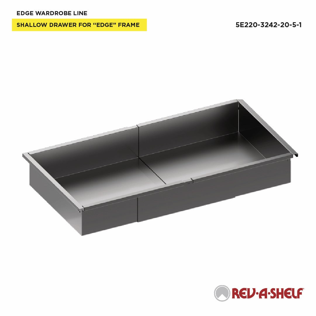 Rev-A-Shelf EDGE 5" H Adjustable Drawer Insert for 31-1/2" - 42-11/32" W x 20" D Frame - 5E220-3242-20-5-1