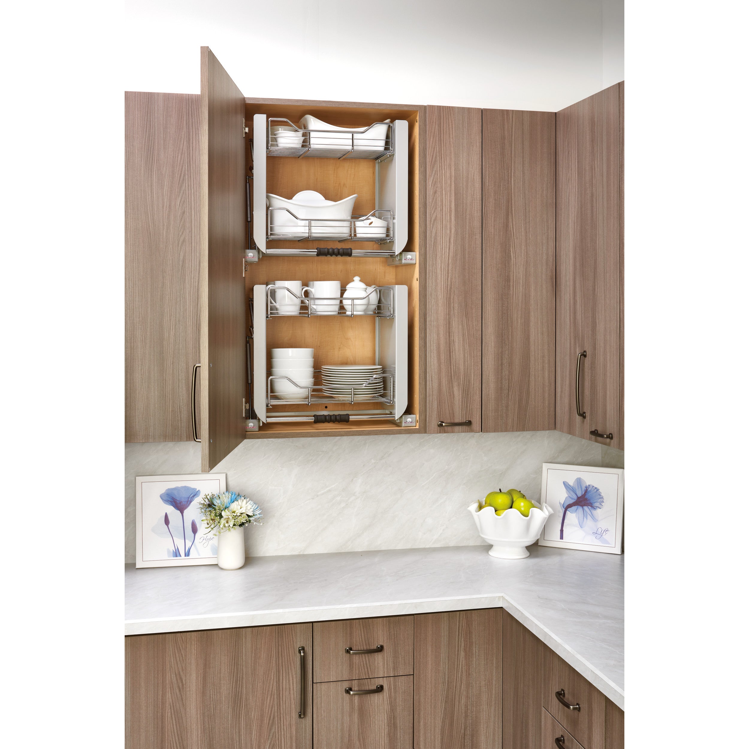 24 in Chrome Pull Down Shelf Chrome  22.25 in (565 mm) W x 10.5 in (267 mm) D x 18.38 in (467 mm) H