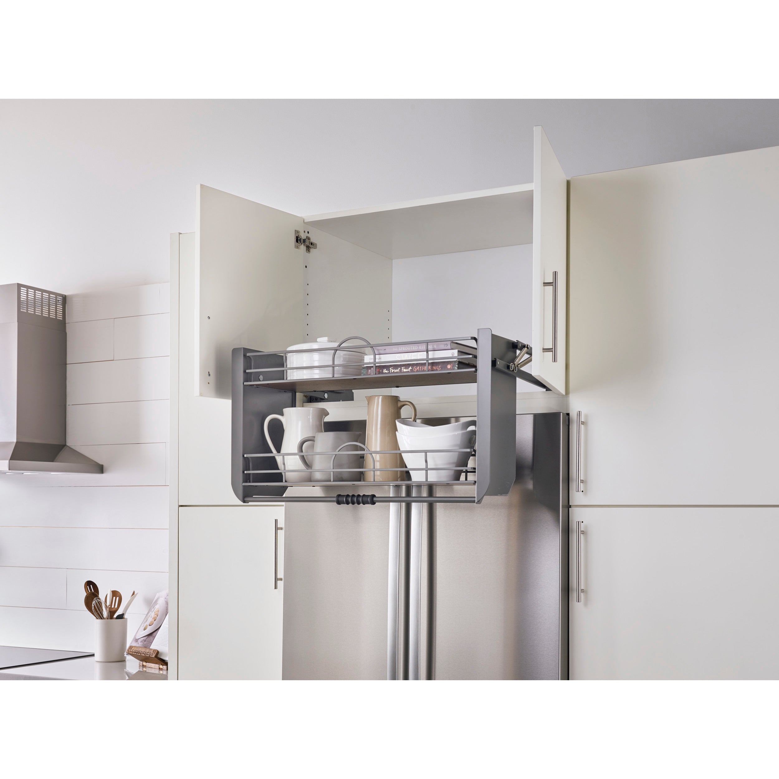 24 in Orion Gray Pull Down Shelf Orion Gray  22.2 in (564 mm) W x 10.11 in (257 mm) D x 18.22 in (463 mm) H