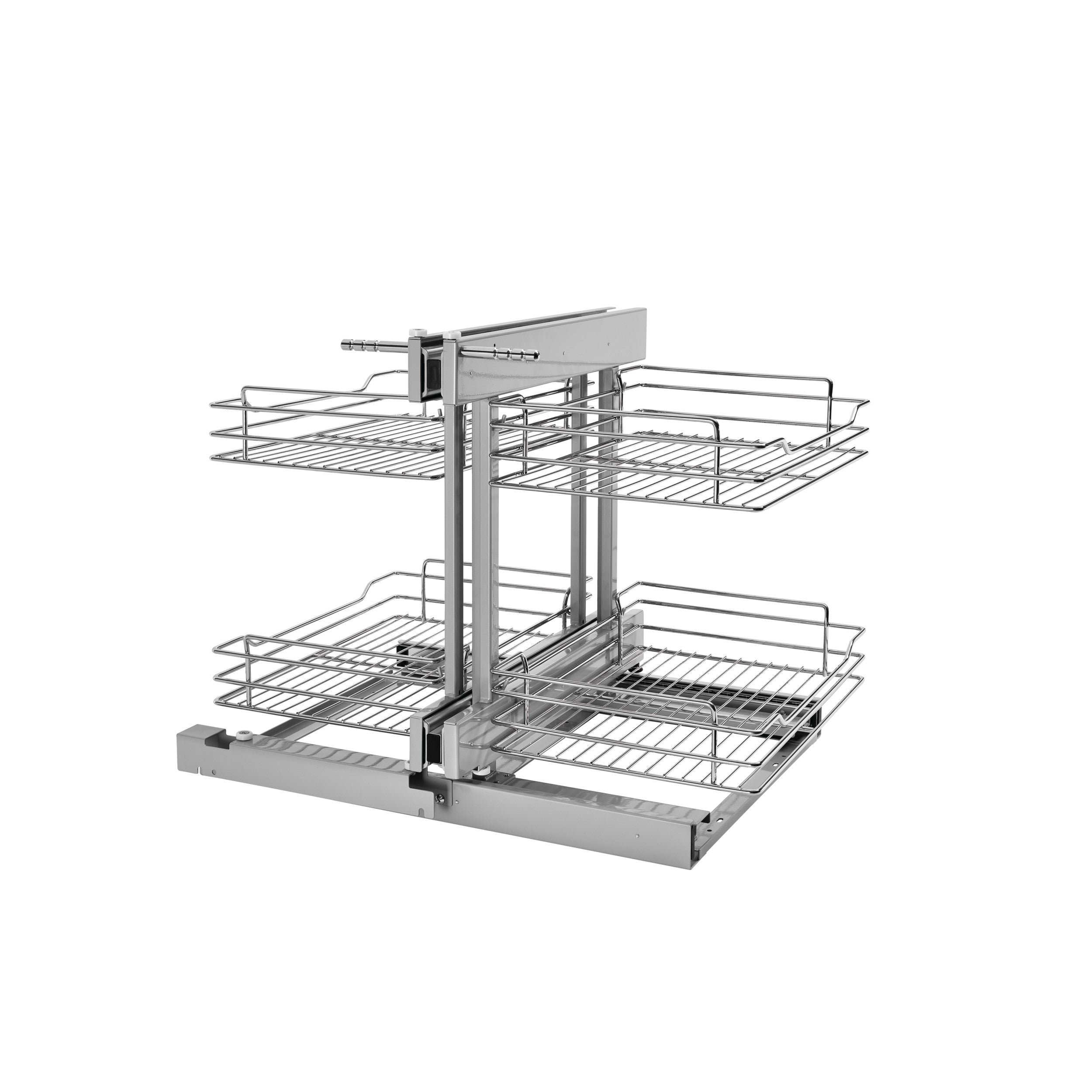 18 in Chrome Blind Corner Organizer Chrome  32.25 in (819 mm) W x 20.12 in (511 mm) D x 21 in (533 mm) H