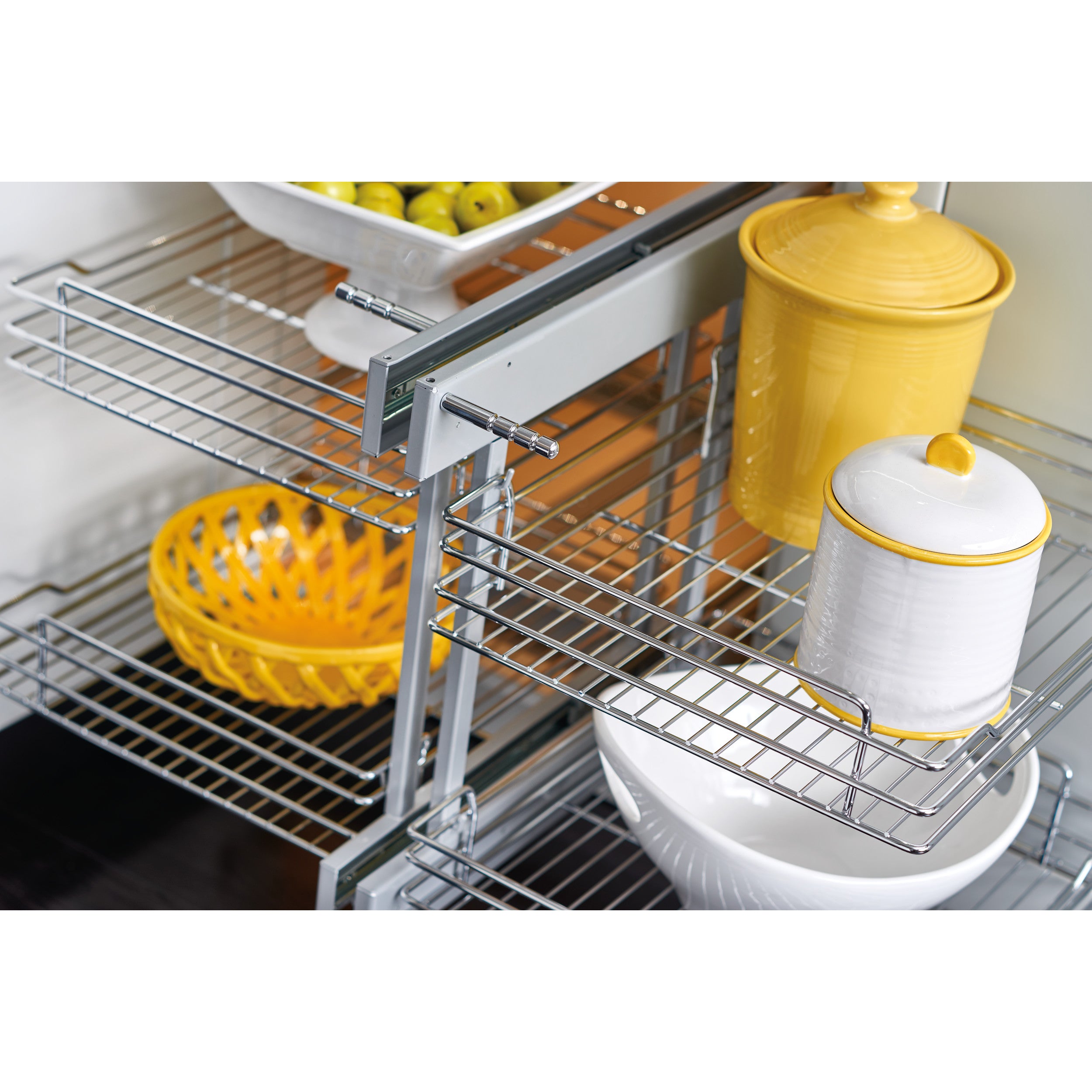 18 in Chrome Blind Corner Organizer Chrome  32.25 in (819 mm) W x 20.12 in (511 mm) D x 21 in (533 mm) H
