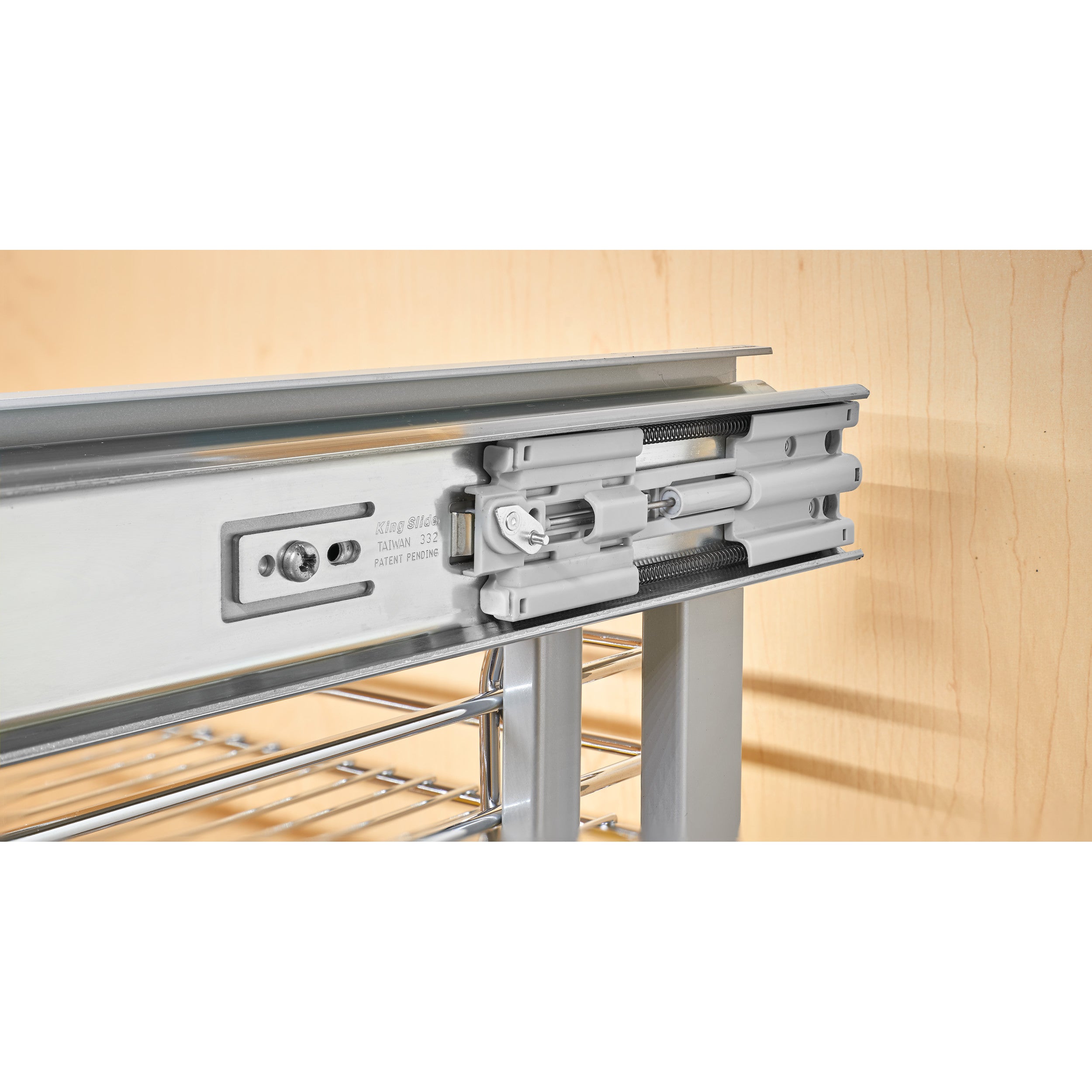 18 in Chrome Blind Corner Organizer Soft-Close Chrome  32.25 in (819 mm) W x 20.25 in (514 mm) D x 21 in (533 mm) H